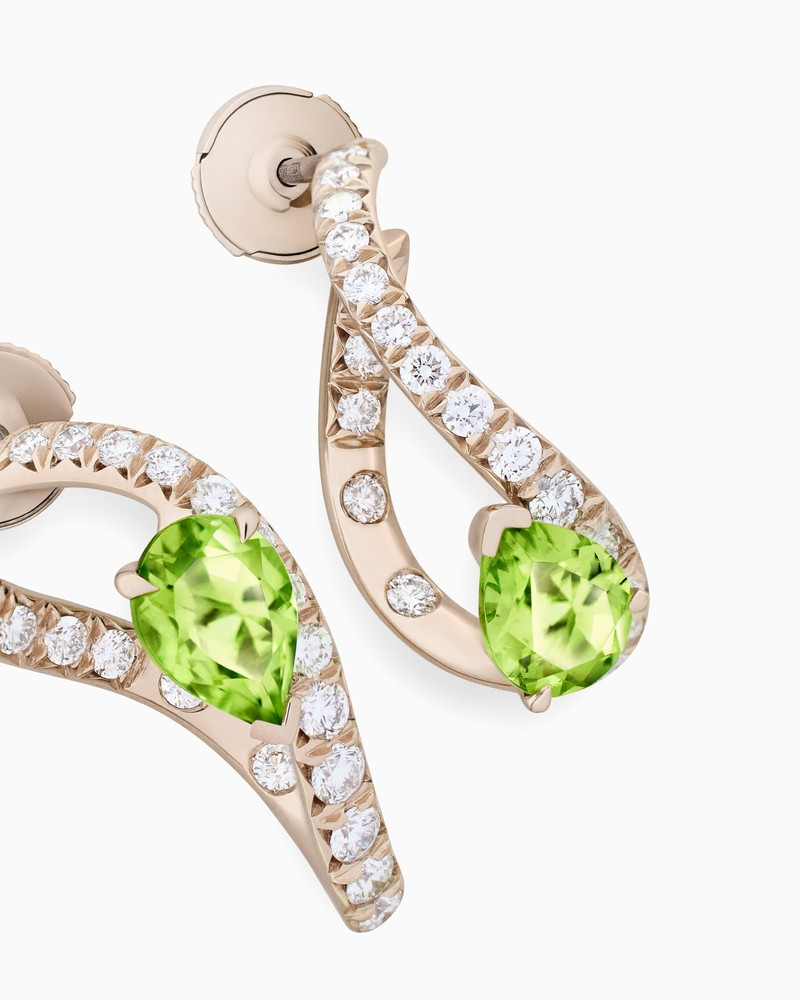 GIORGIO ARMANI BLANCHE 18K GOLD EARRINGS WITH DIAMONDS AND PERIDOT outlook