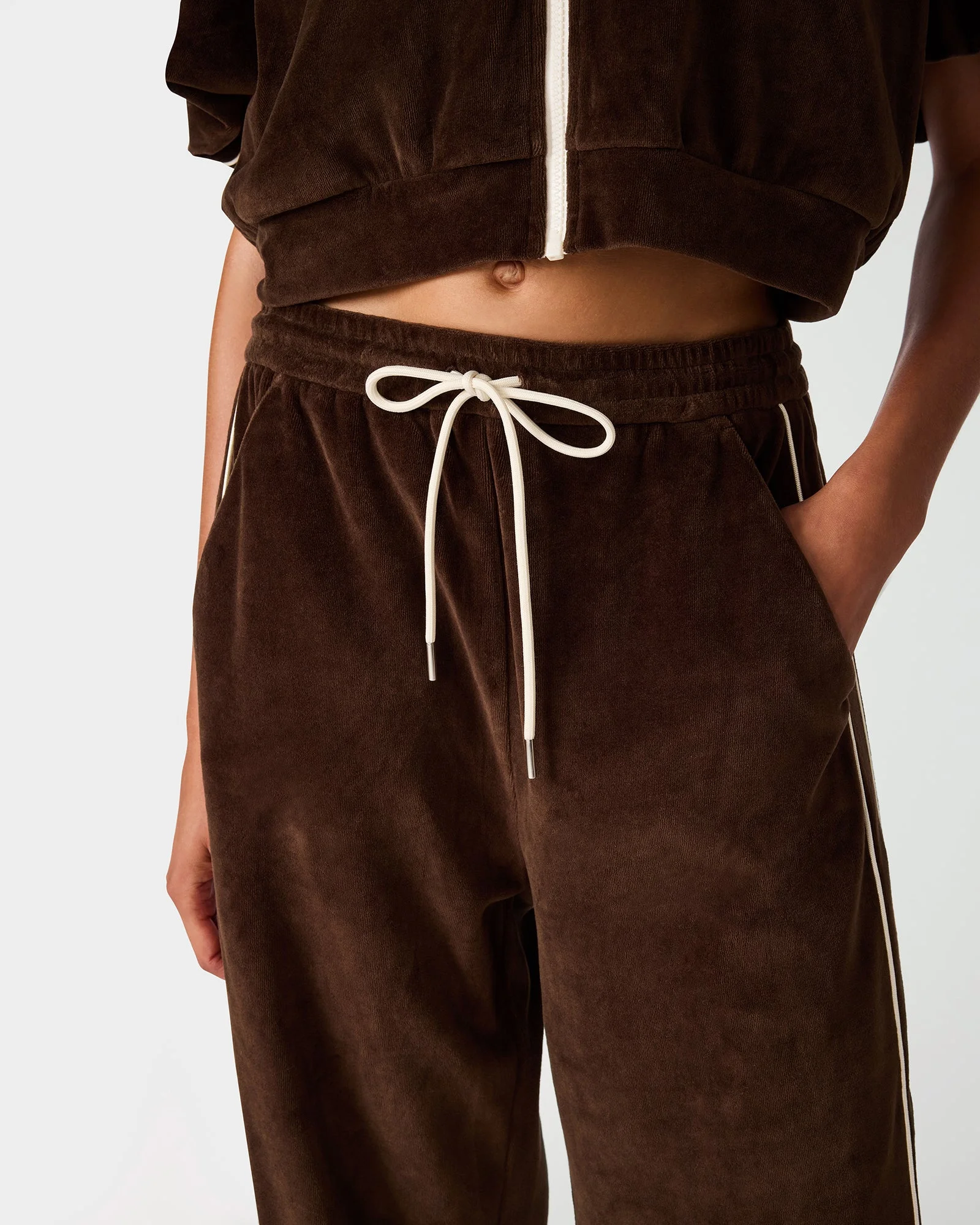 VELOUR TRACK PANT DARK ESPRESSO - 1