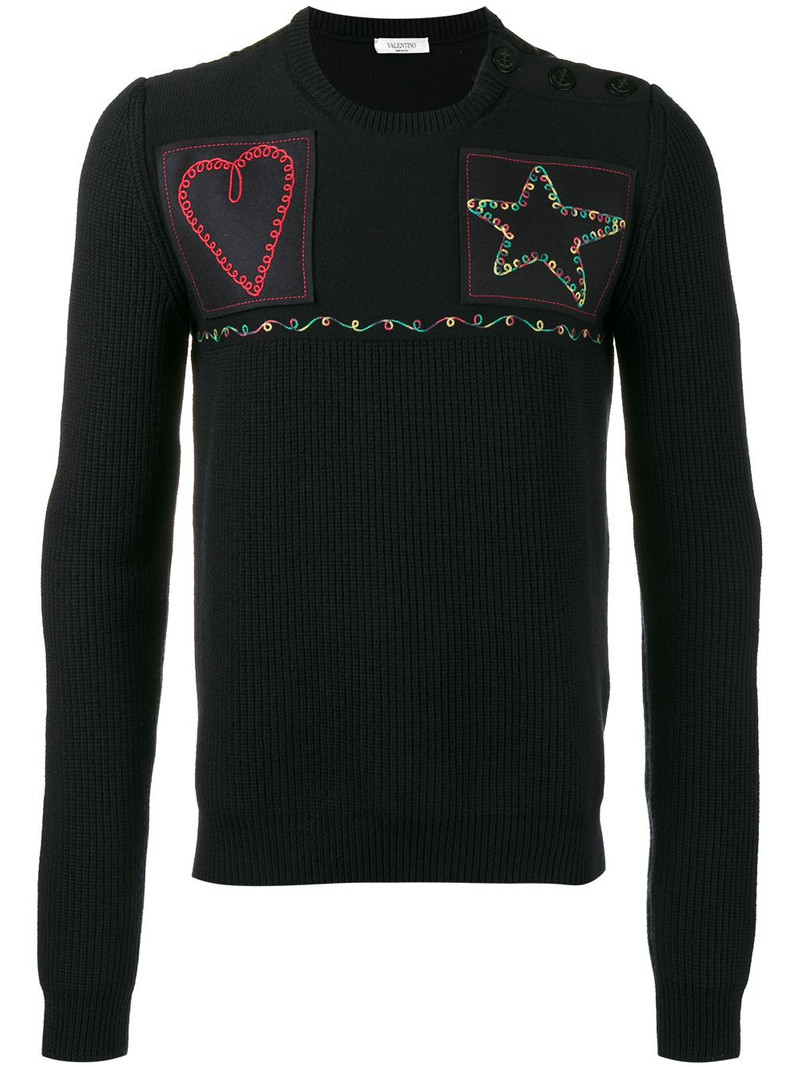 patched fisherman knit sweater 1
