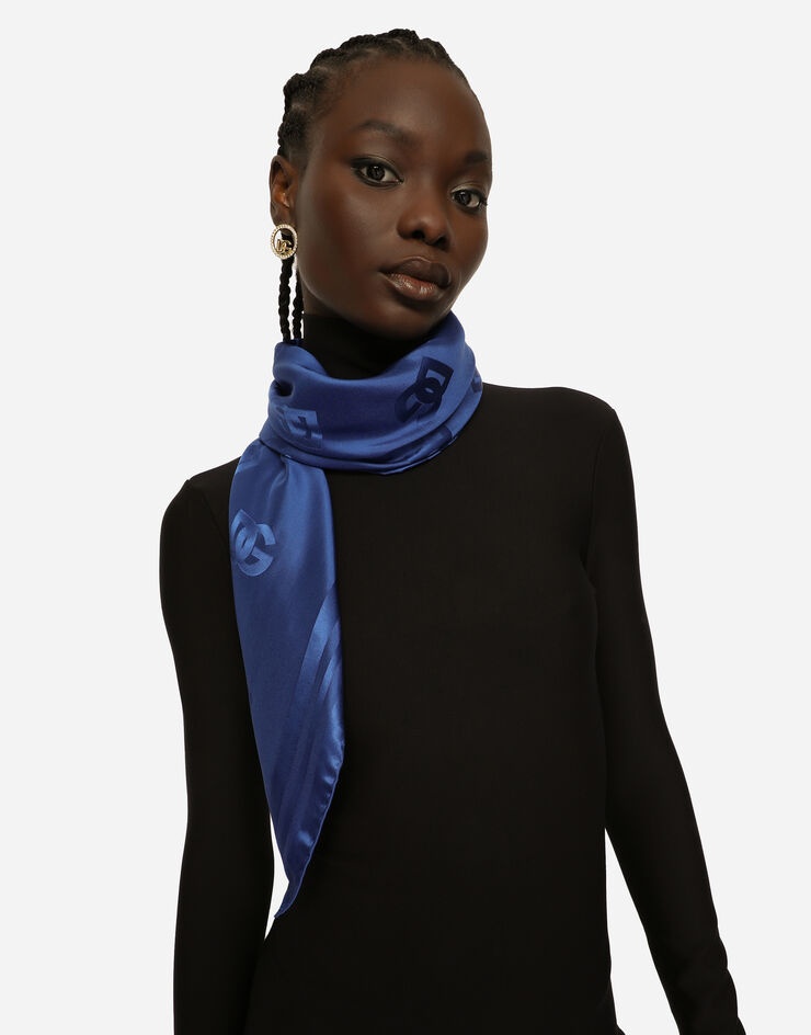 Twill jacquard scarf with DG logo (90 x 90) - 2