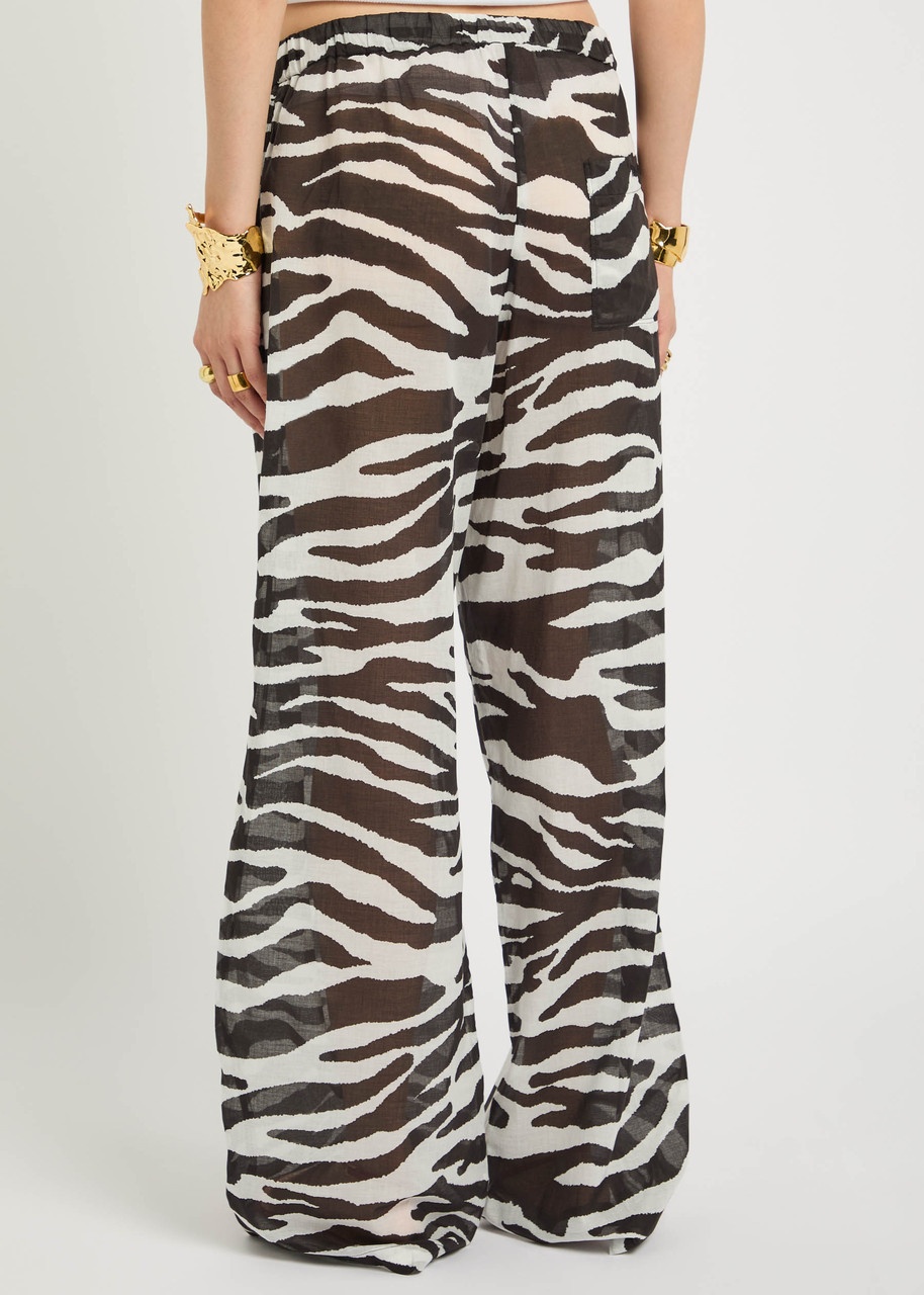 The Attico Zebra-print Sheer Cotton Trousers - 3