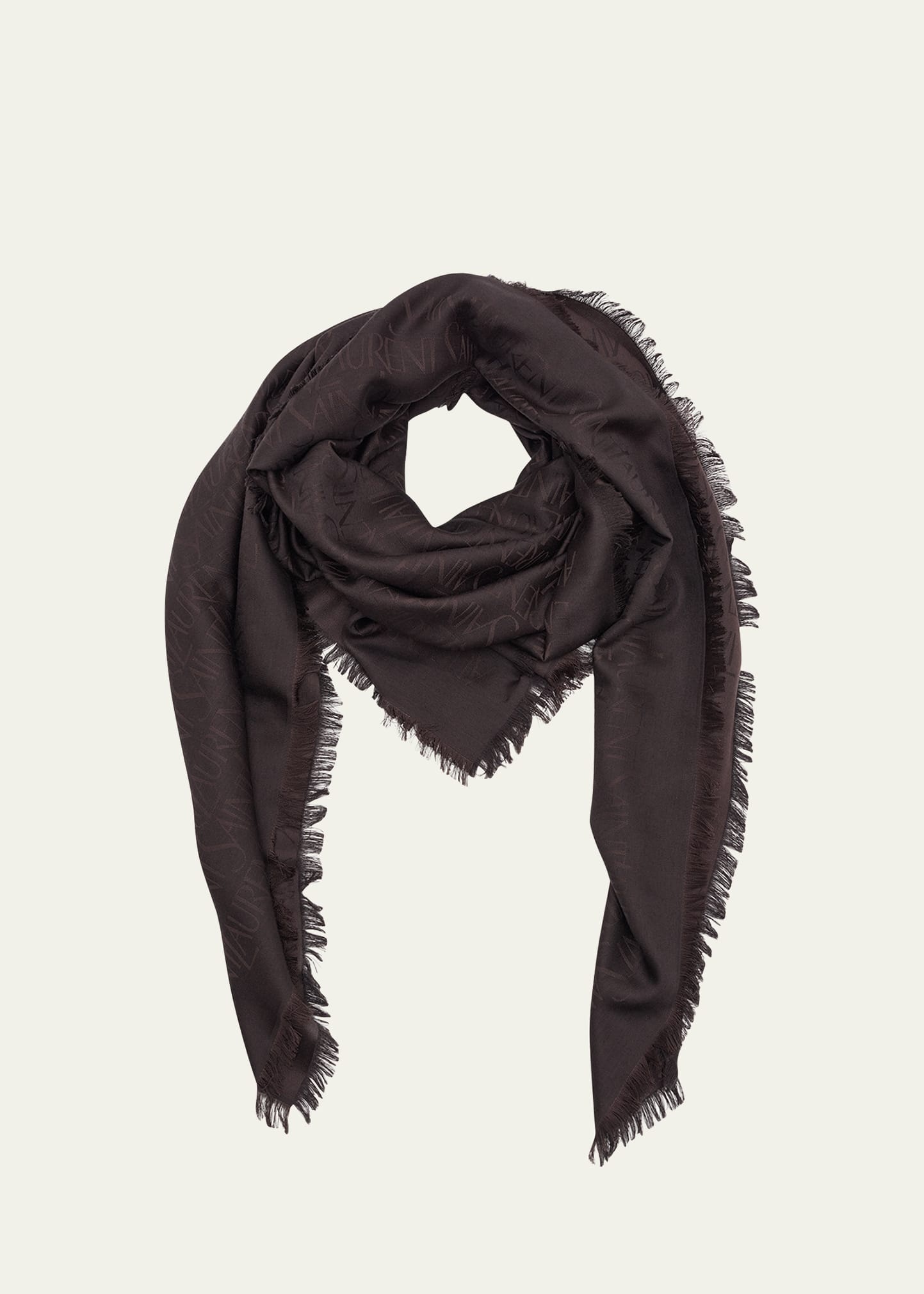 Grand Carre Jacquard Silk-Wool Scarf - 1