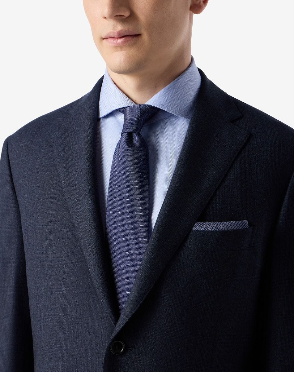 Blue silk tie with jacquard micro pattern - 2