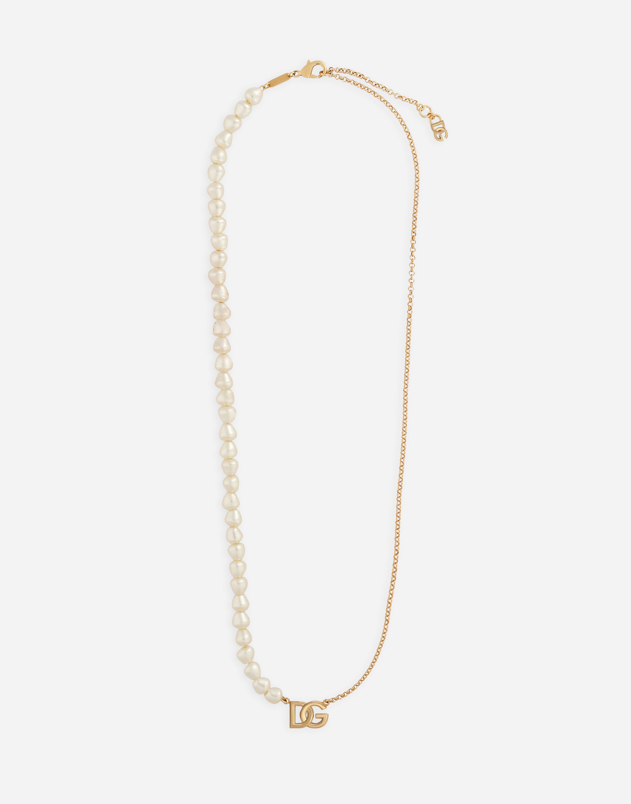 Link necklace with pearls and DG logo - 2