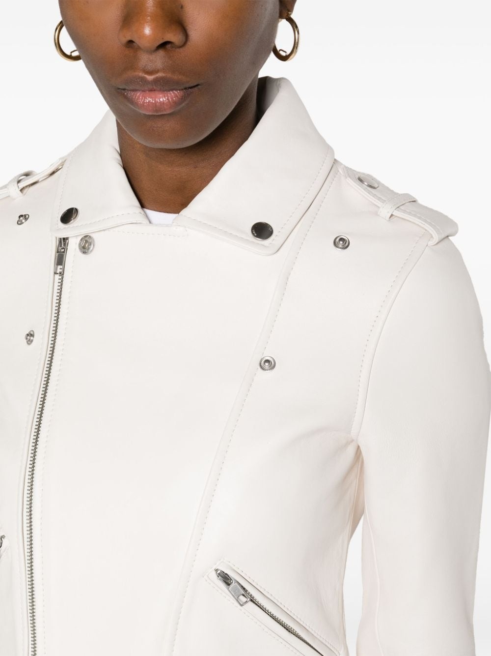 matelassÃ©-detailing leather biker jacket - 5