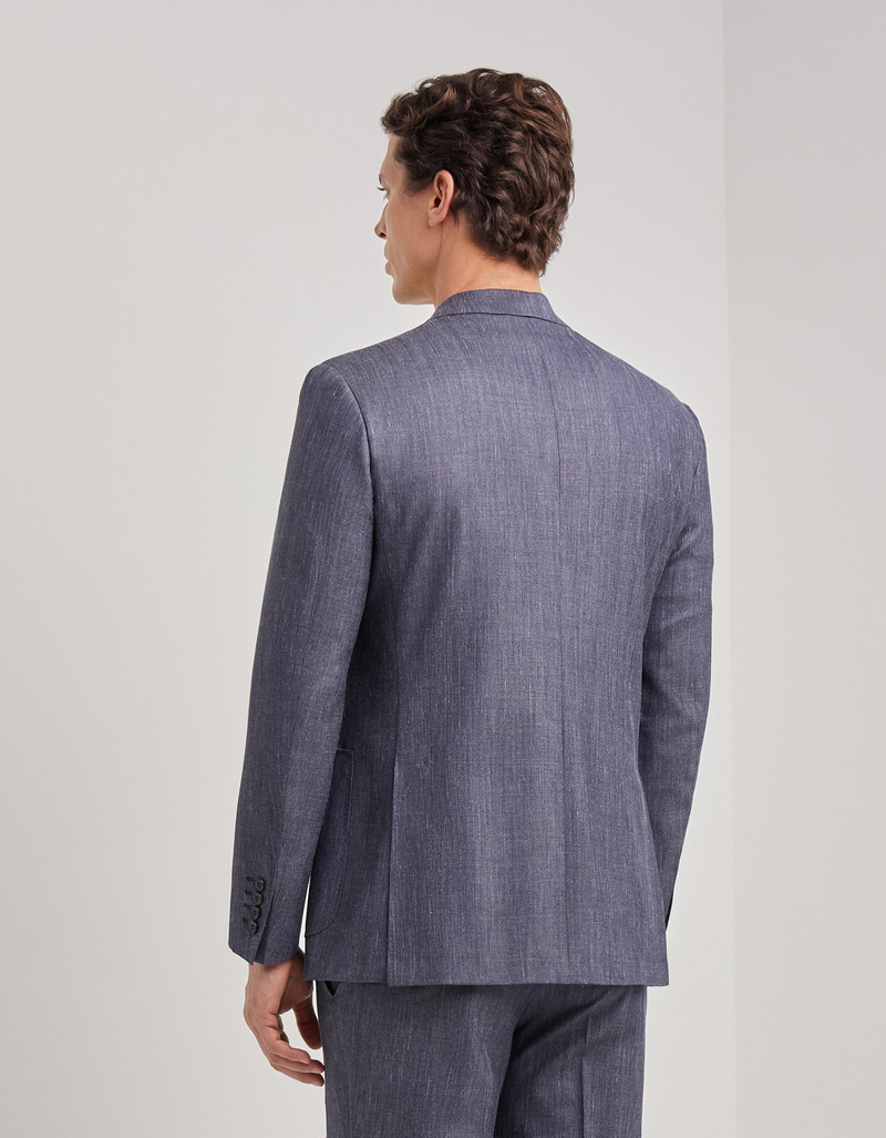 DENIM BLUE LINEN AND WOOL MODERN-FIT JACKET 4