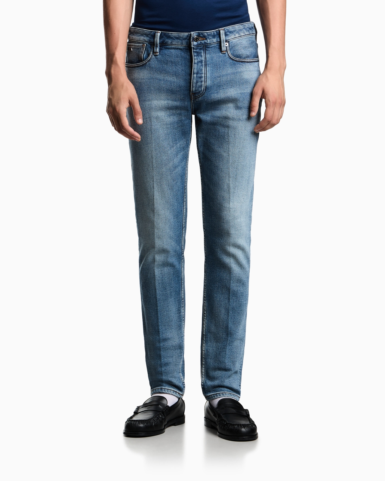 ASV J75 SLIM-FIT JEANS IN STONE-WASHED BRUSHED STRETCH DENIM - 4