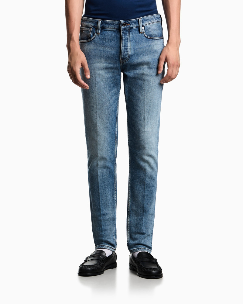 EMPORIO ARMANI ASV J75 SLIM-FIT JEANS IN STONE-WASHED BRUSHED STRETCH DENIM outlook