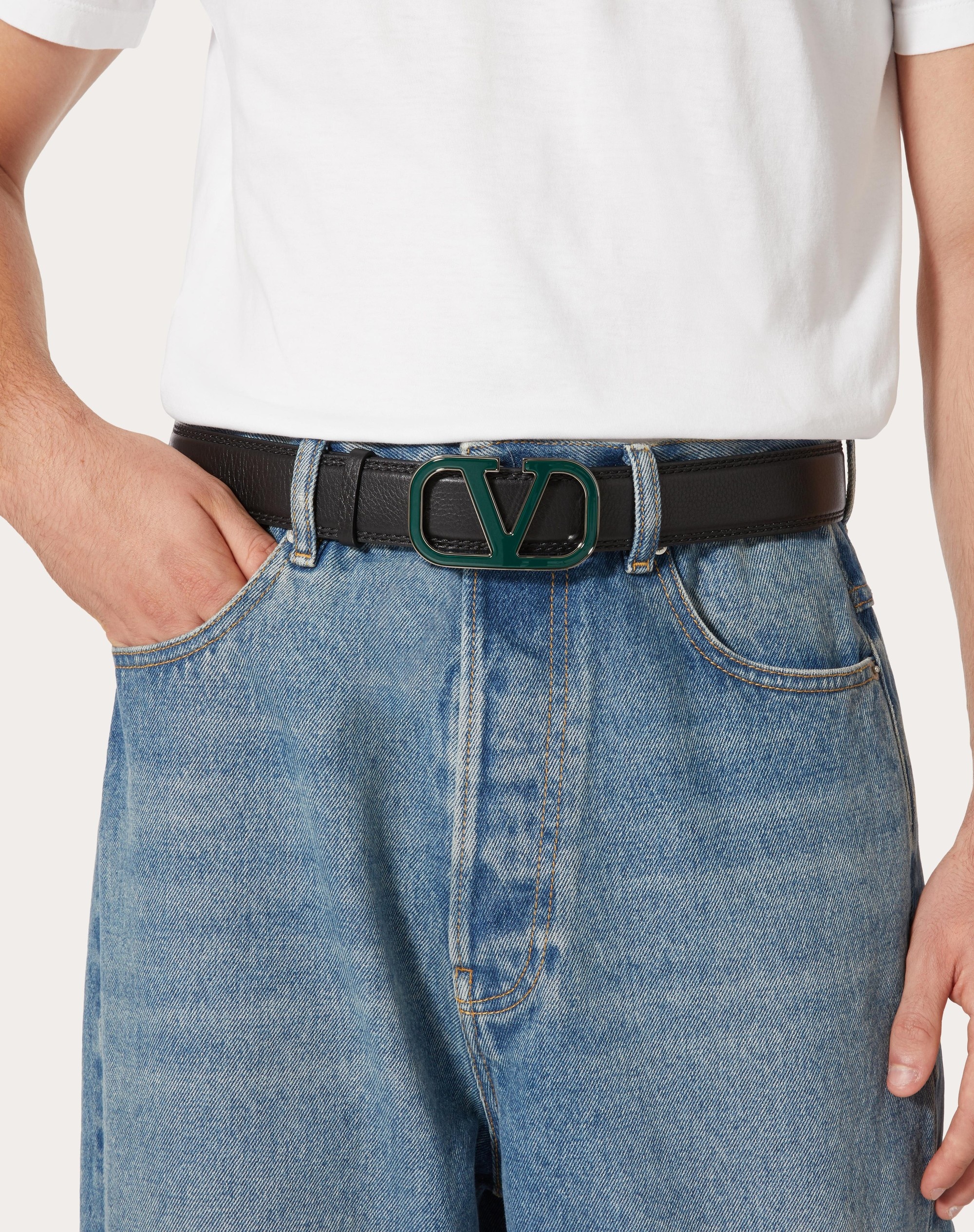 VLOGO SIGNATURE BELT IN ELK PRINT CALFSKIN 35 MM - 5