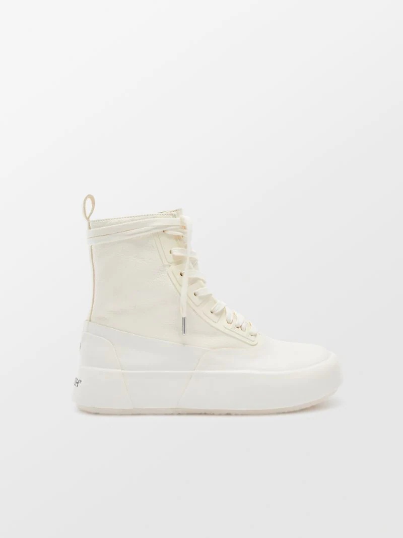 LEATHER MIX HI-TOP SNEAKER - 1