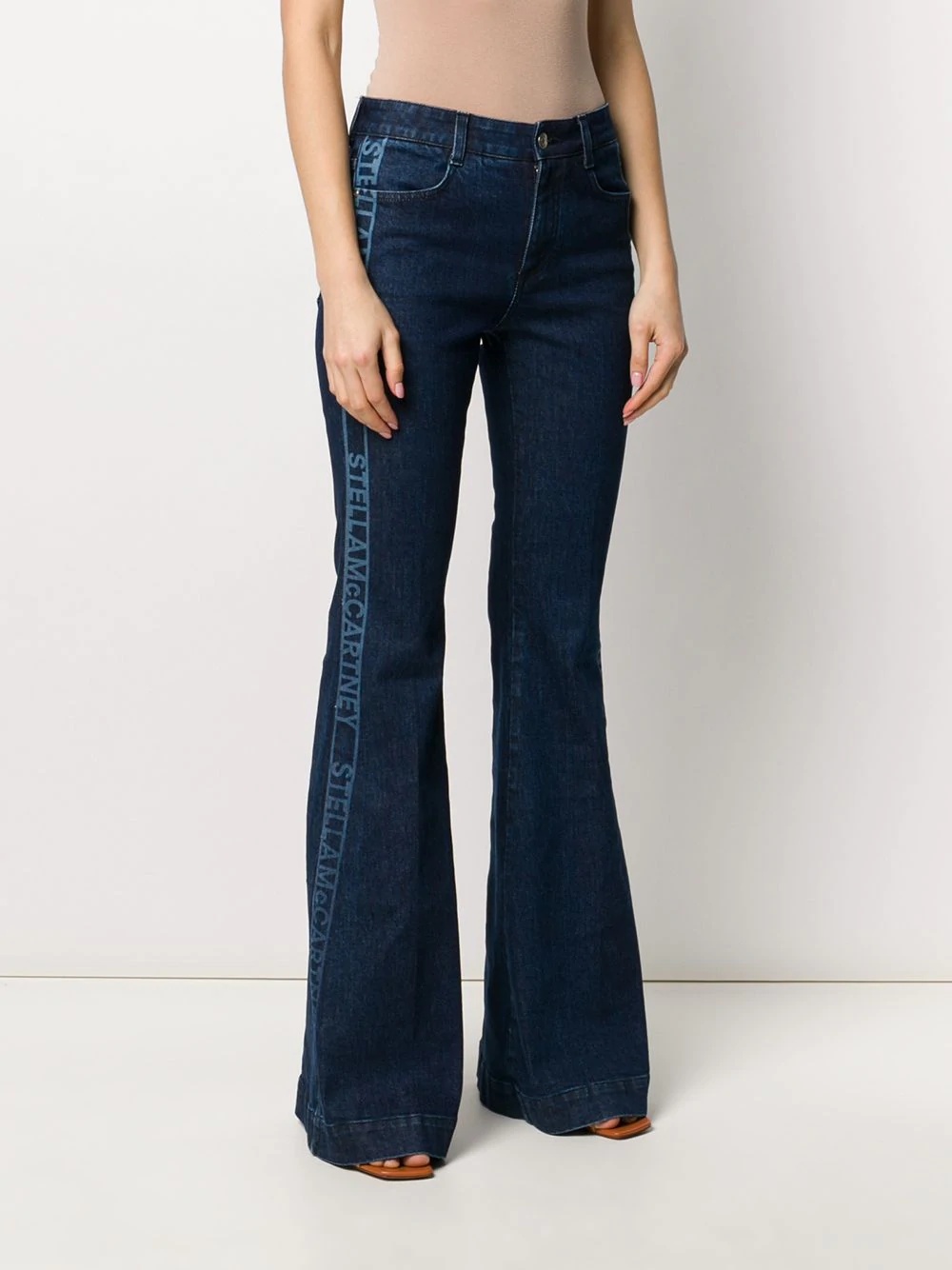 side logo flared jeans - 3