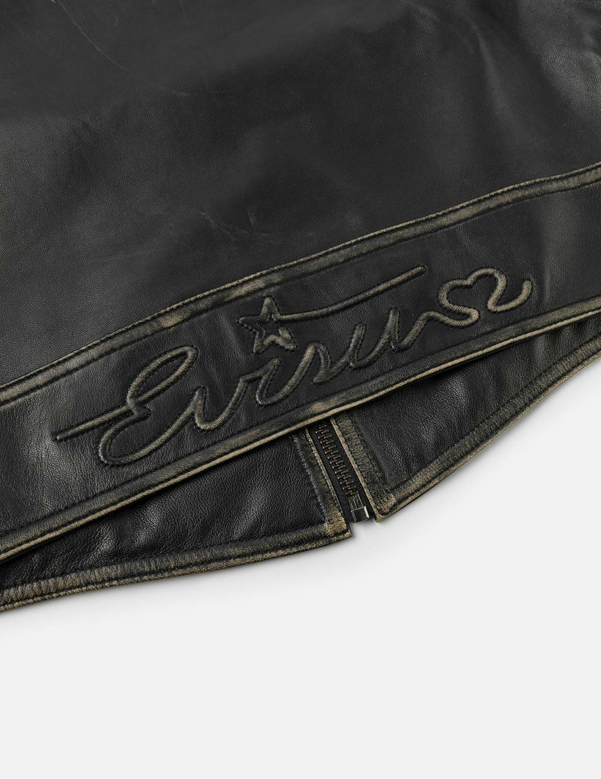 Logo Embossed Cropped Leather Jacket - 6