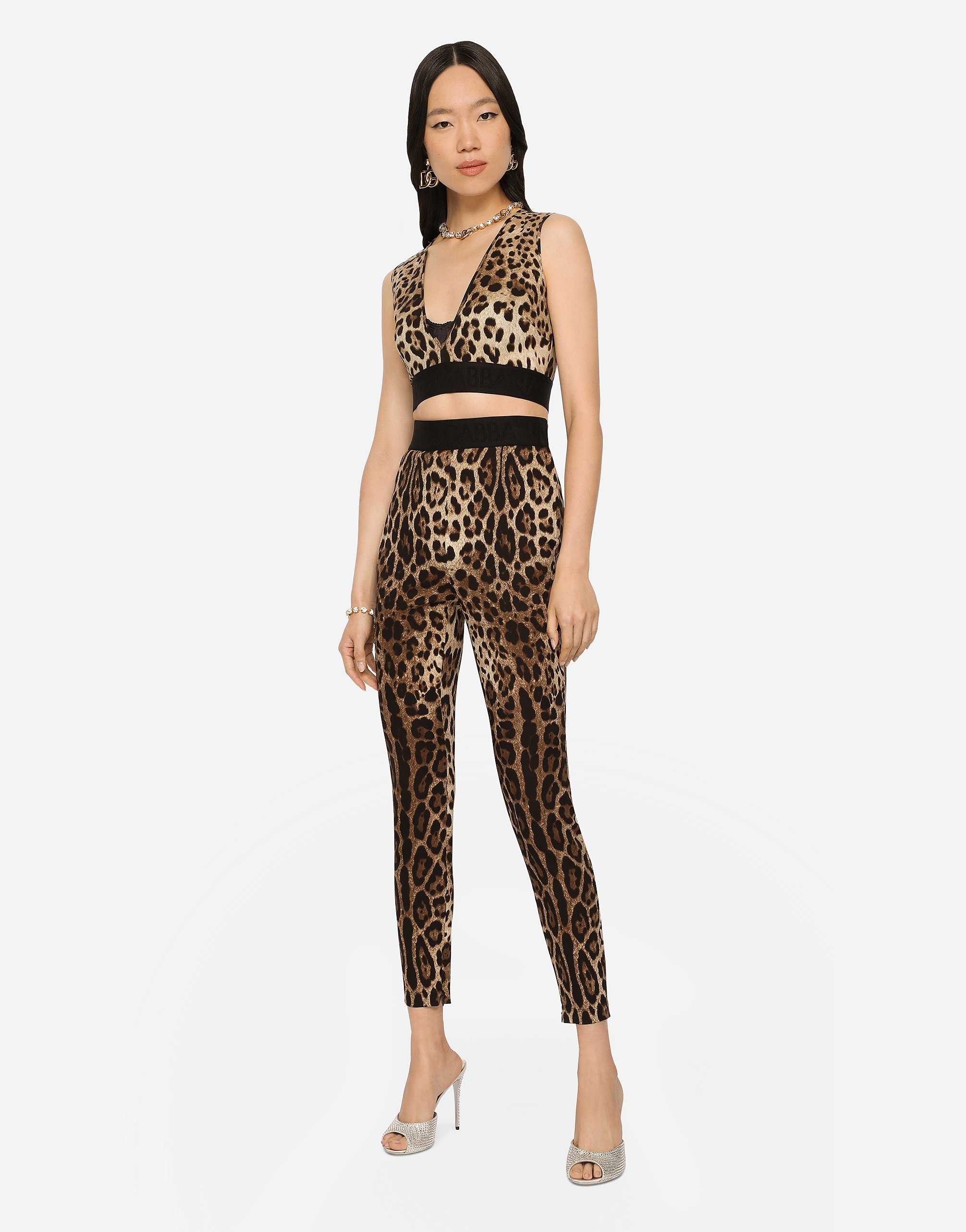 Leopard-print charmeuse leggings - 2