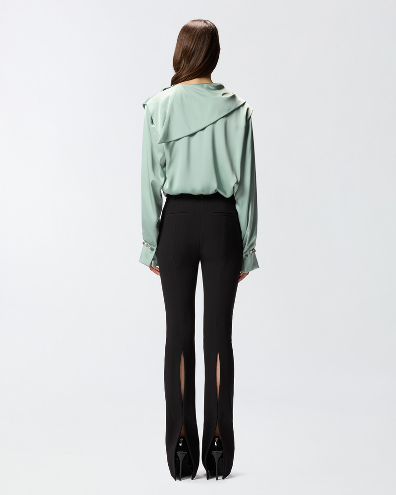 BLOUSE WITH DRAPED COLLAR AND JEWEL DETAILS 4
