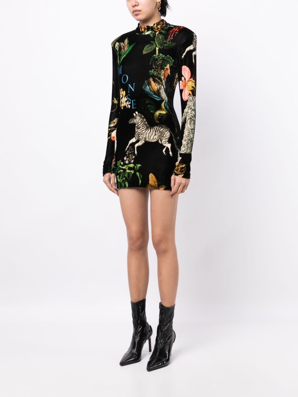 graphic-print velvet minidress - 3