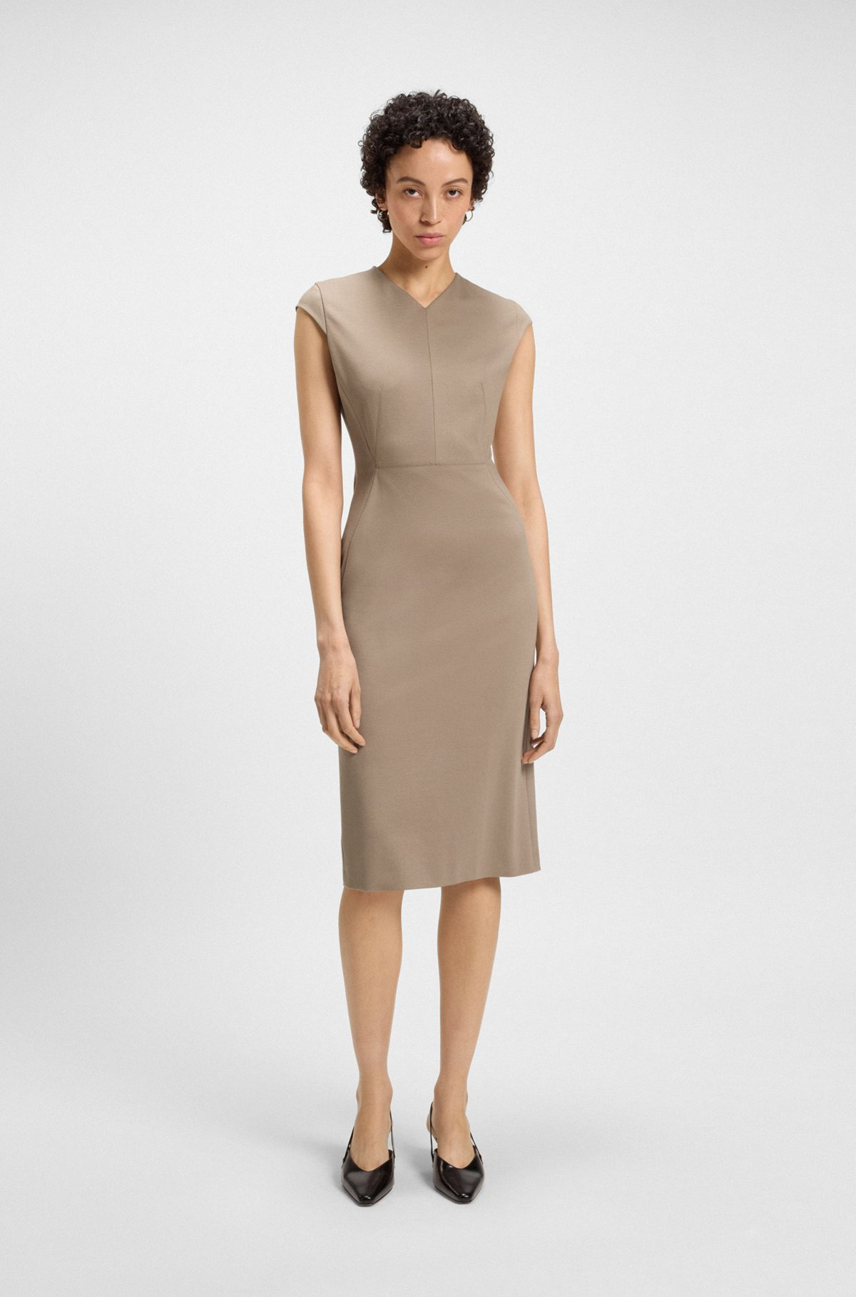CAP-SLEEVE DRESS IN STRETCH FABRIC - 4