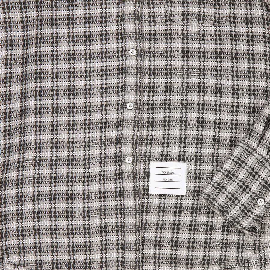 Thom Browne Ladies Check Crochet Tweed Oversized Shirt - 2