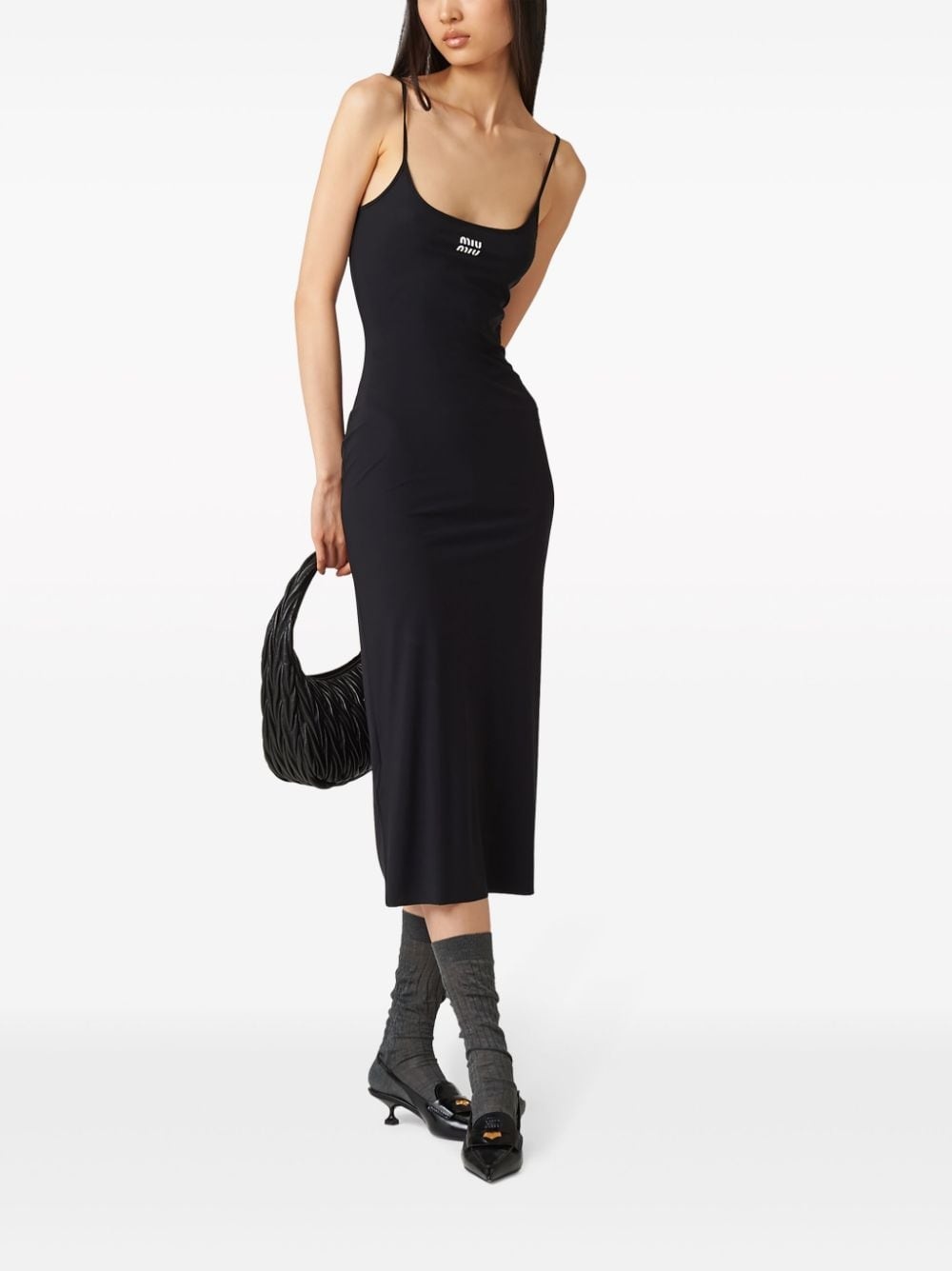 logo-print jersey midi dress - 2