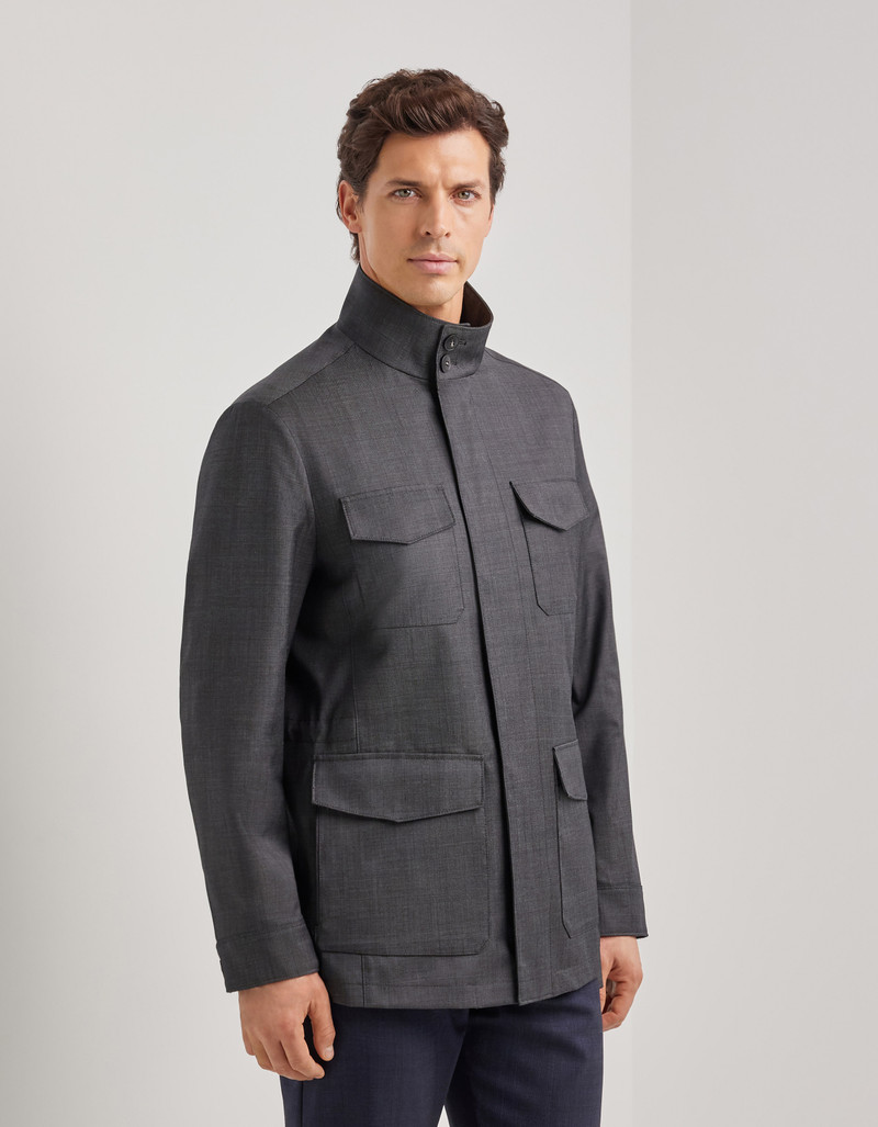 IMPECCABILE ANTHRACITE WOOL FIELD JACKET WITH MEMBRANE 3