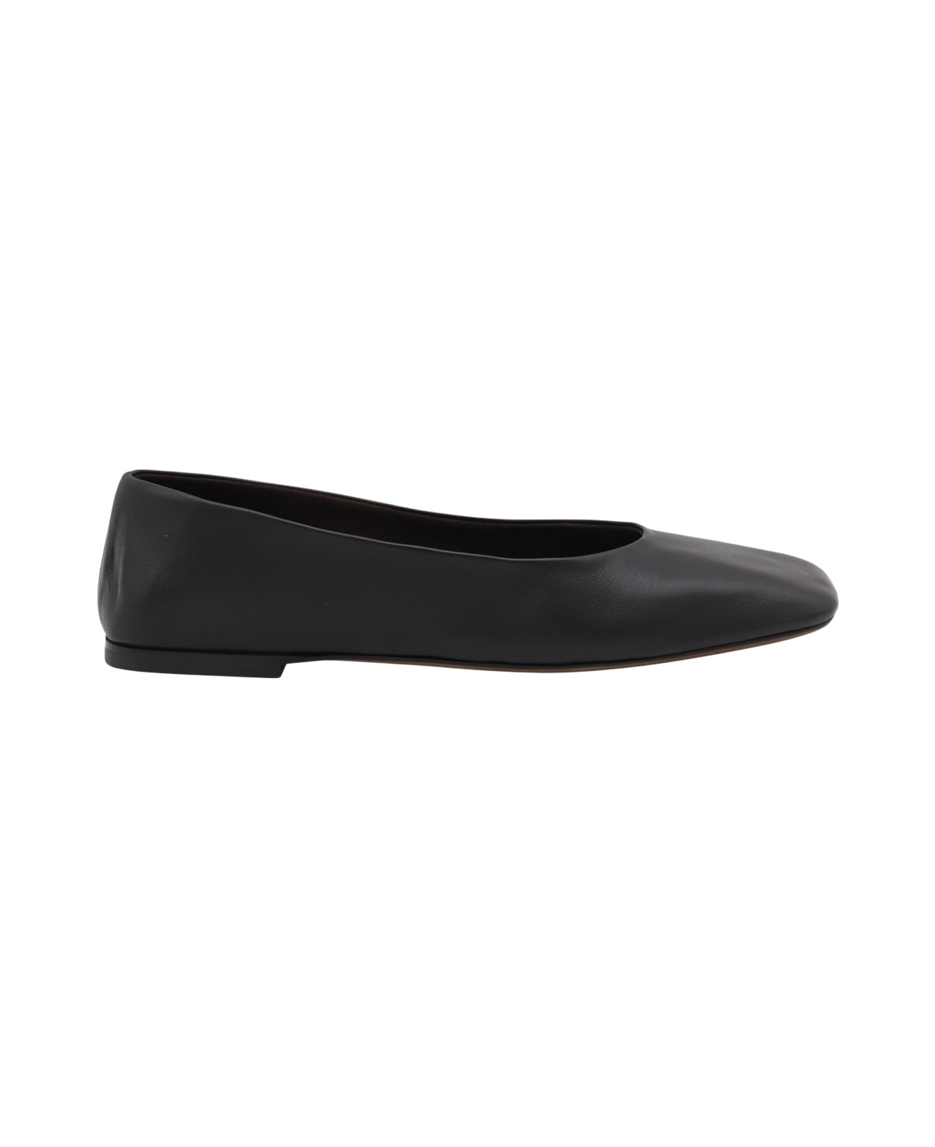 Black Leather Ballerina Shoes - 1