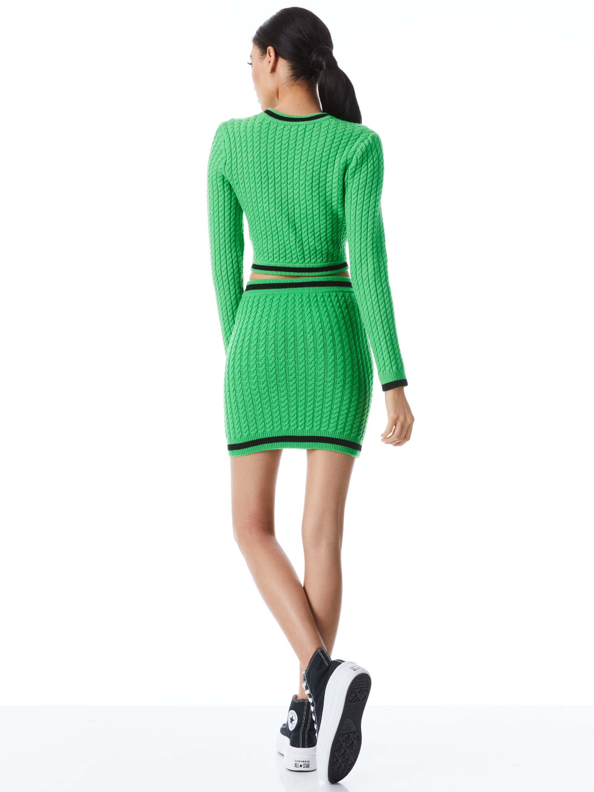 JENAE CABLE KNIT V-NECK CARDIGAN - 2