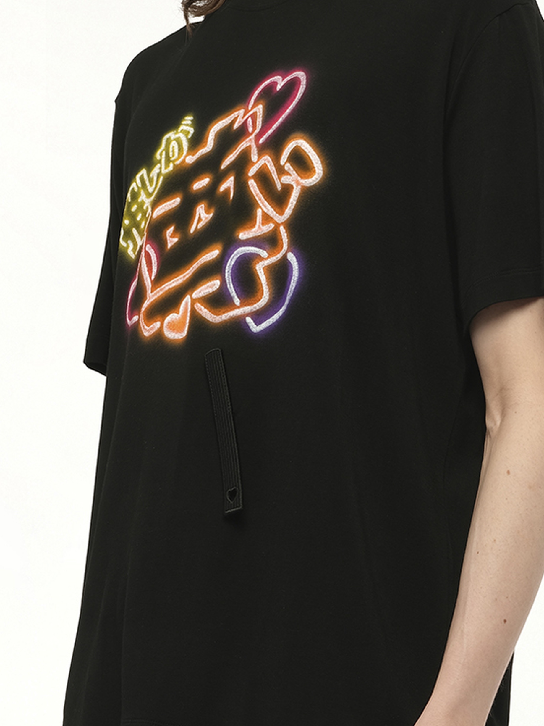 Big Japanese Neon Paint Fan Service T-Shirt in Black - 3
