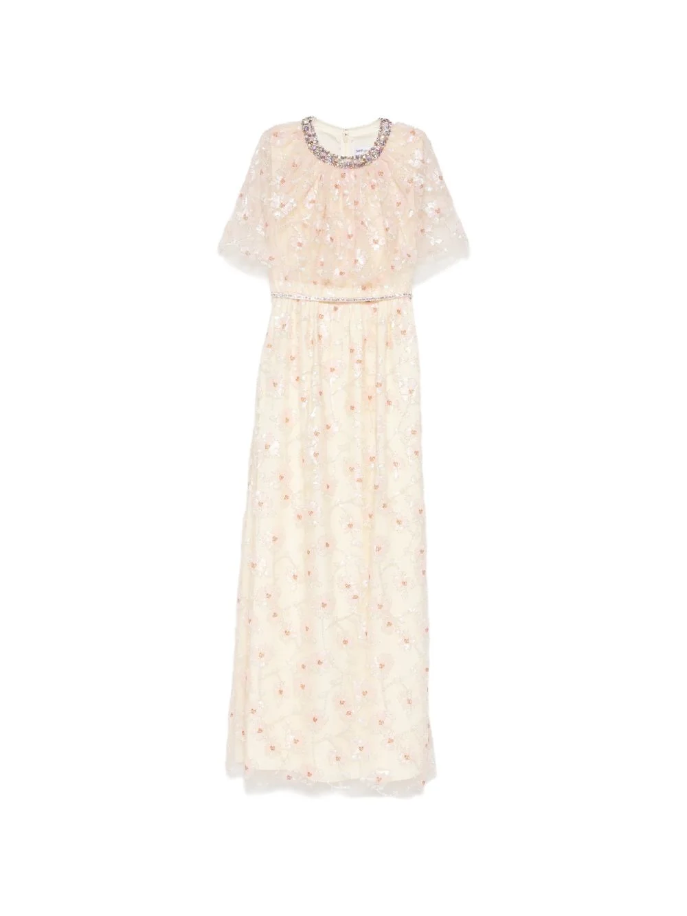 sequined-florals embellished dress - 1