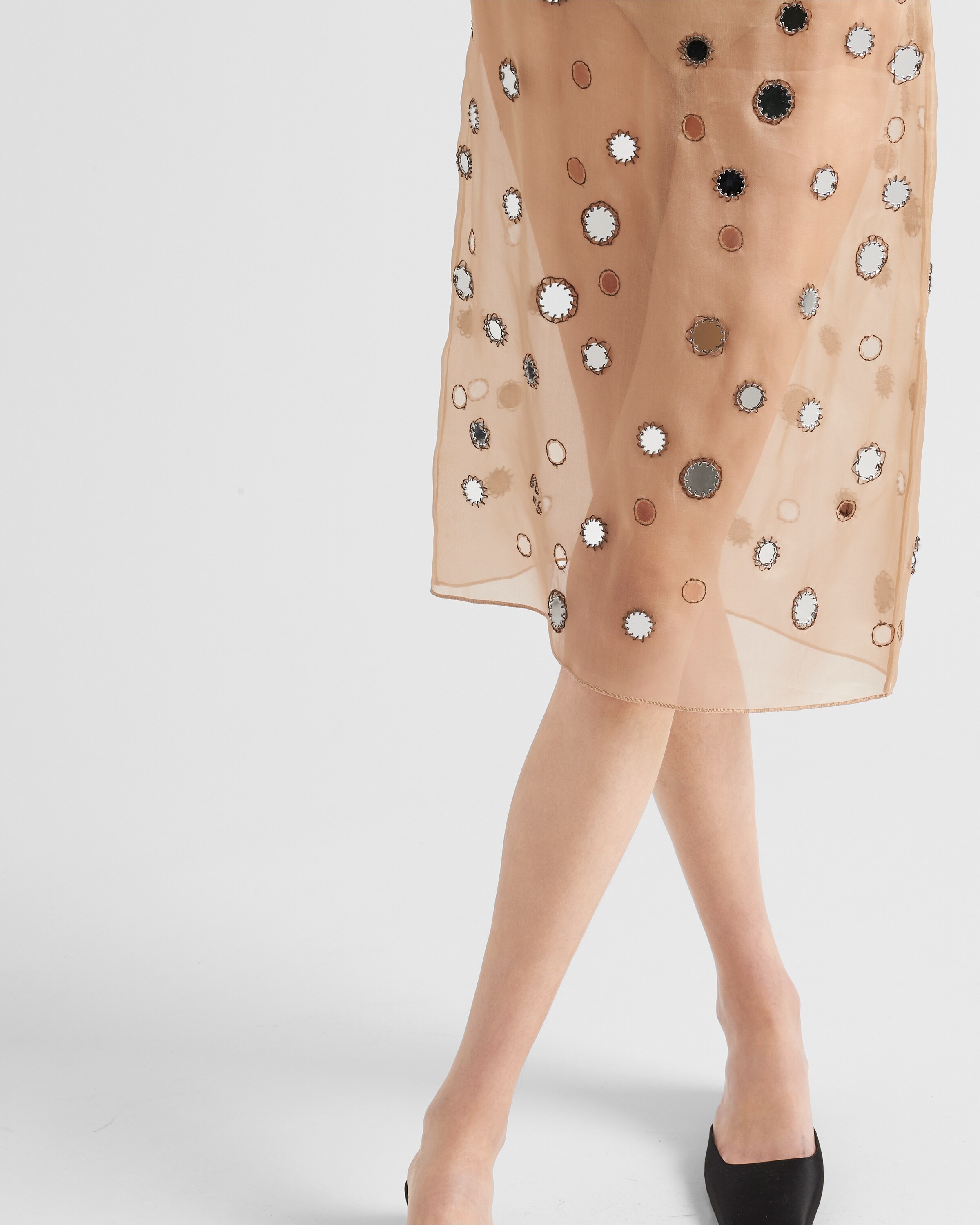 スカート Prada Copper Organza Skirt Prada Mirror-embellished organza midi-skirt | REVERSIBLE