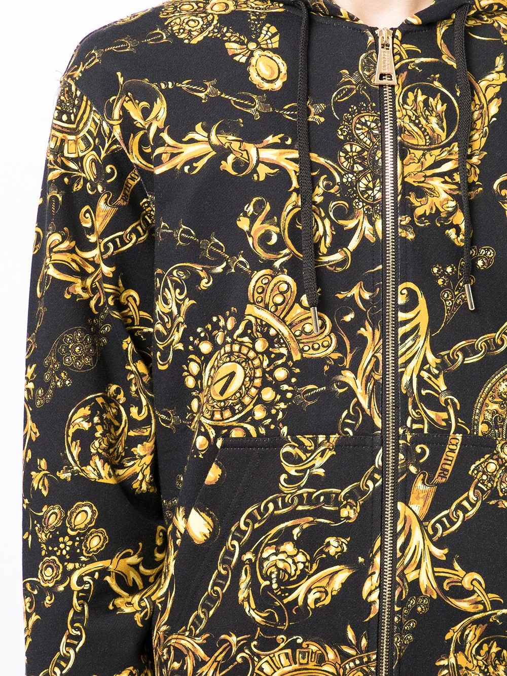 baroque-print zipped hoodie - 5