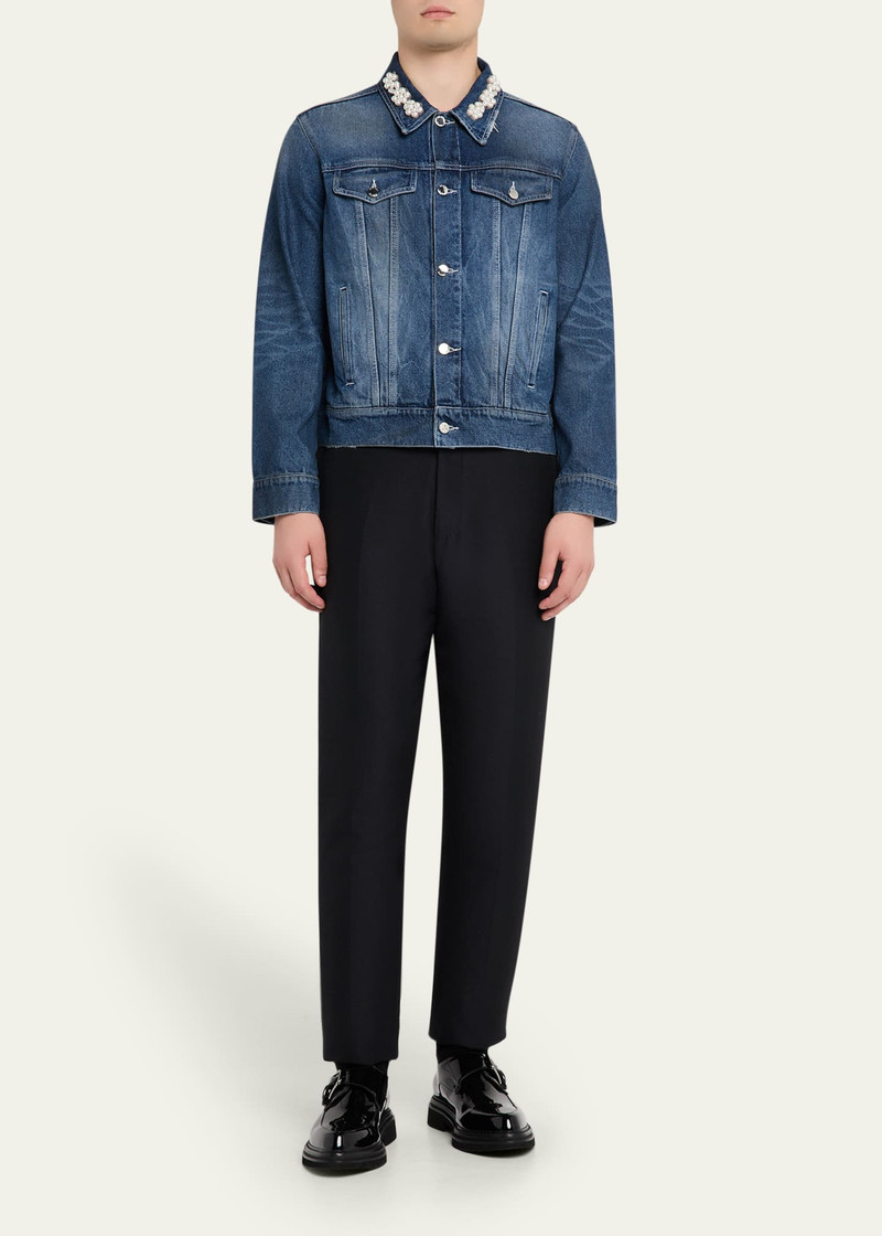 Simone Rocha Men's Pearly-Collar Denim Trucker Jacket outlook