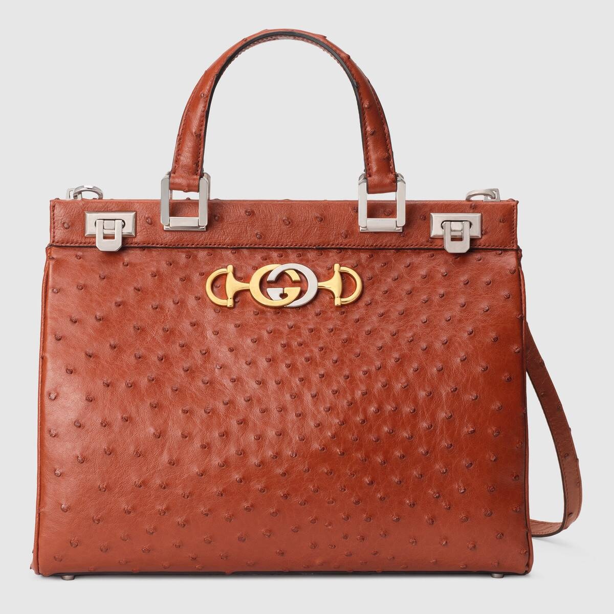 Gucci Zumi ostrich medium top handle bag - 1