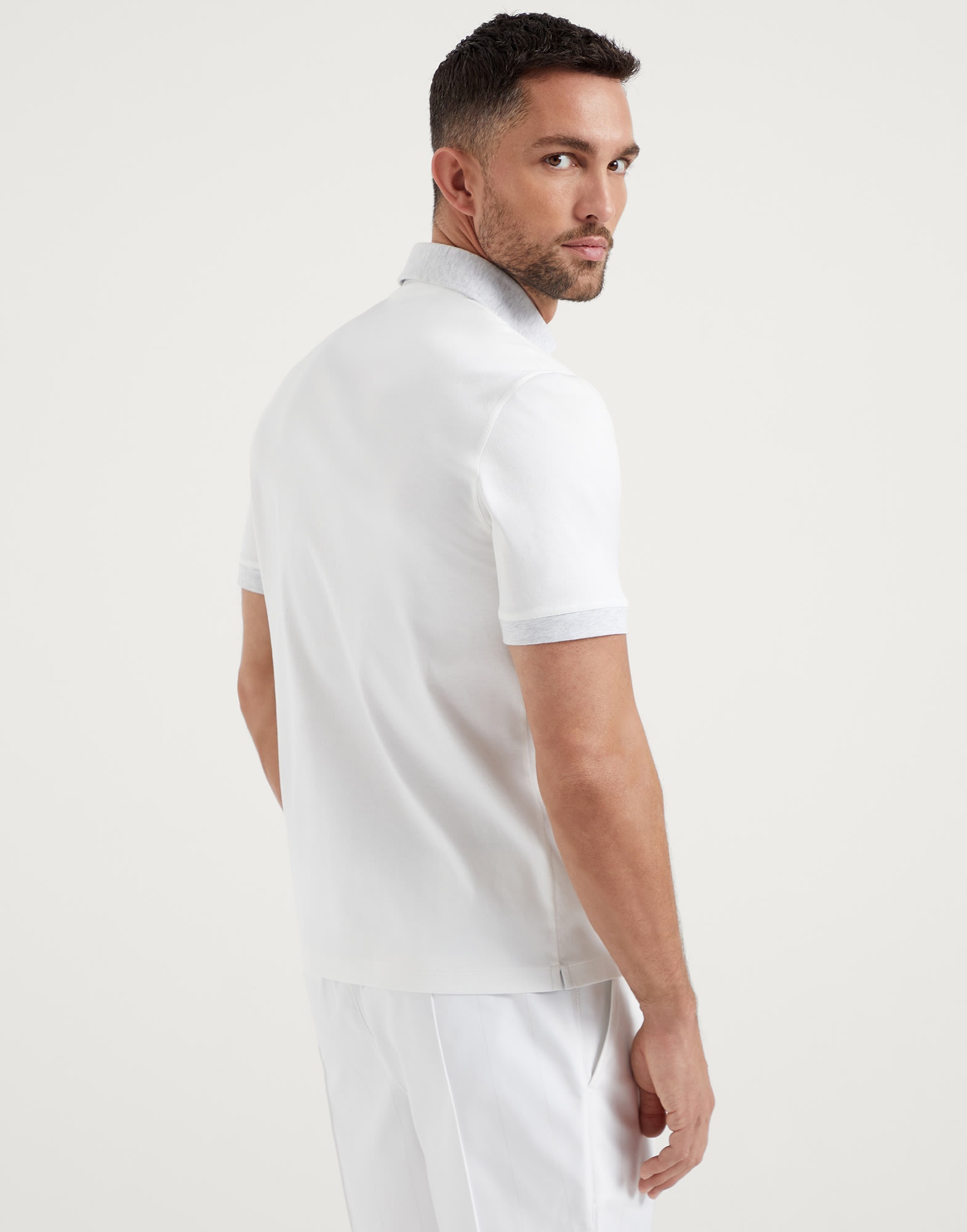 Cotton jersey polo with contrast details and tennis badge - 2