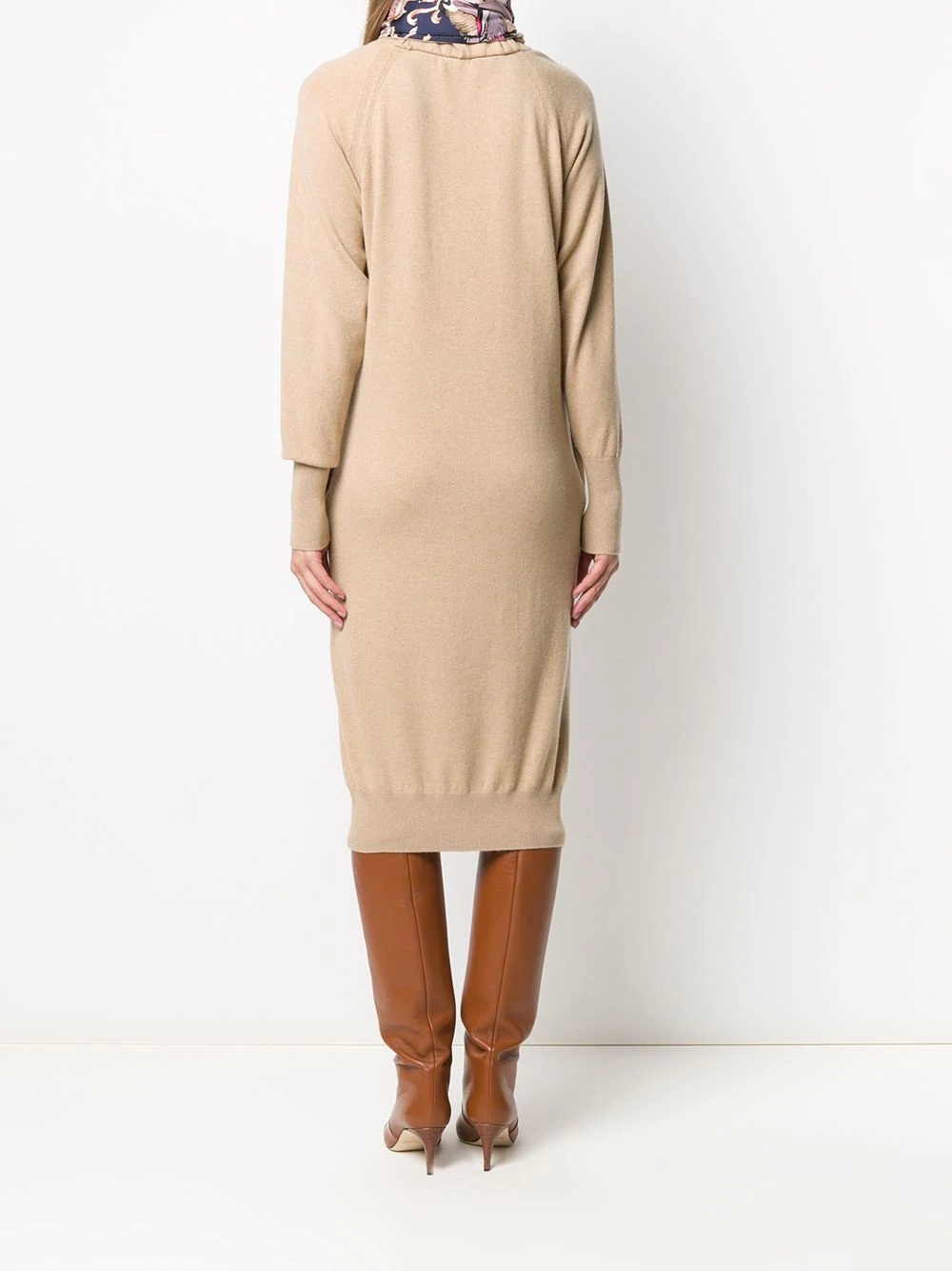 panelled cashmere midi dress - 4