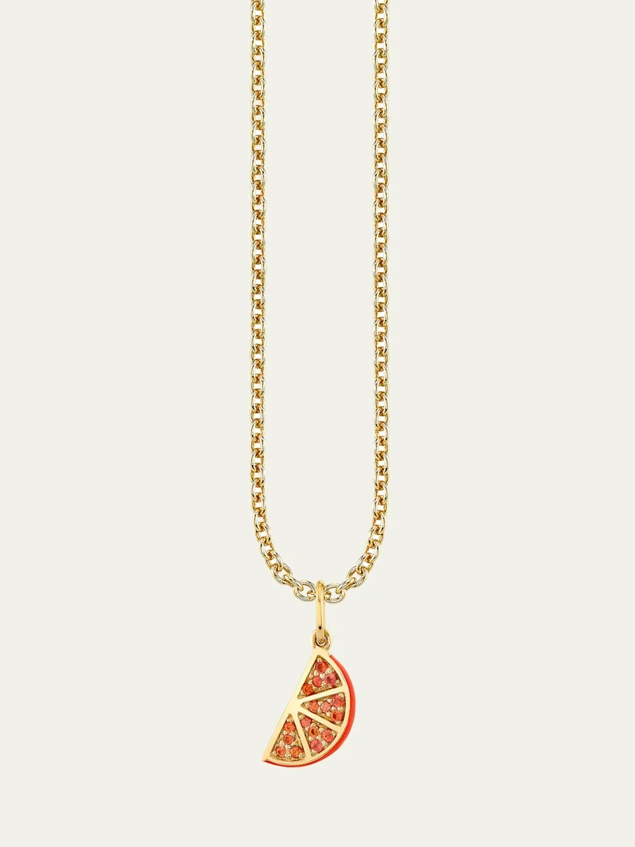 14K Yellow Gold Orange Slice Pendant Necklace - 1