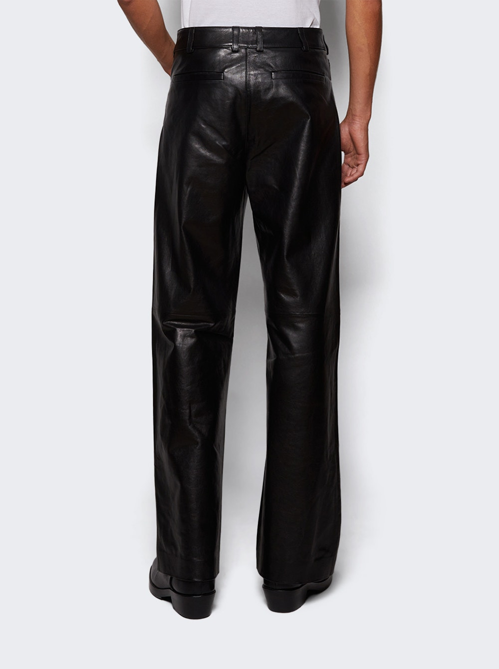 Leather Straight Leg Pant Black - 4