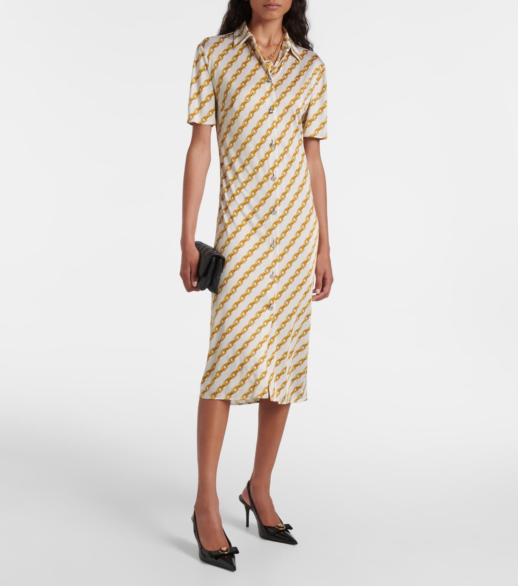 Chain Stripe satin shirt dress - 2