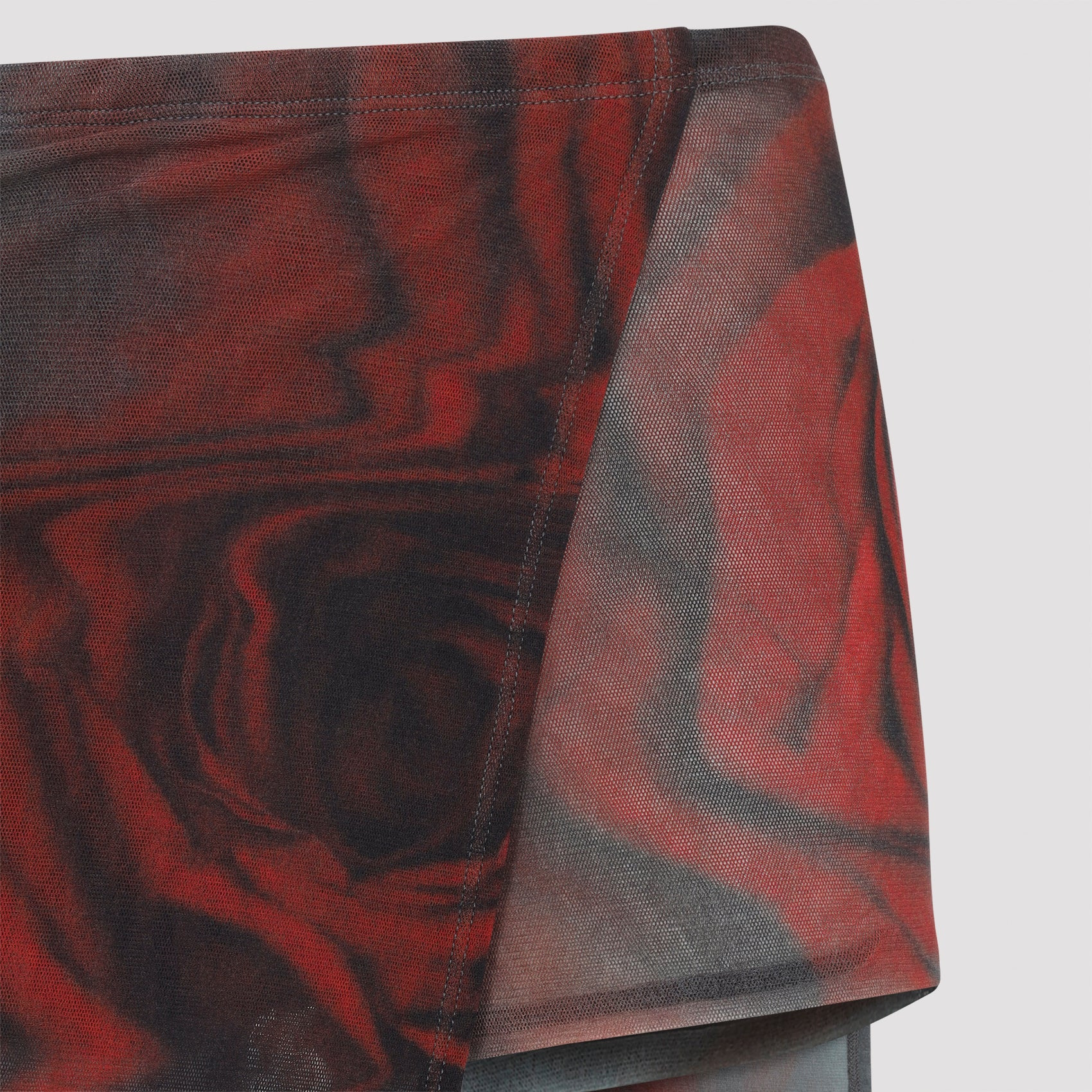 Mesh Asymetric Skirt Short Printed "Blurry Roses" Women - 3