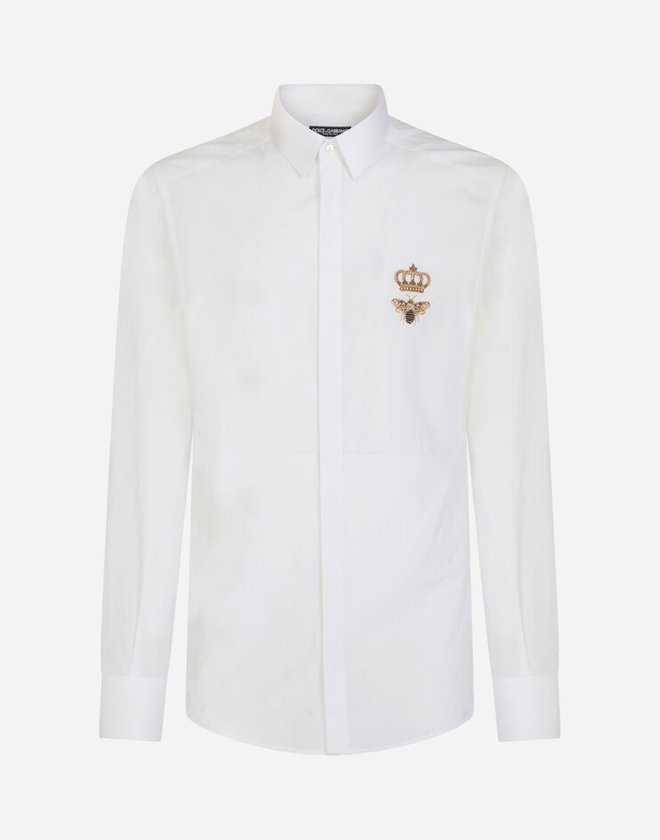 Cotton Gold-fit shirt with lurex embroidery - 3