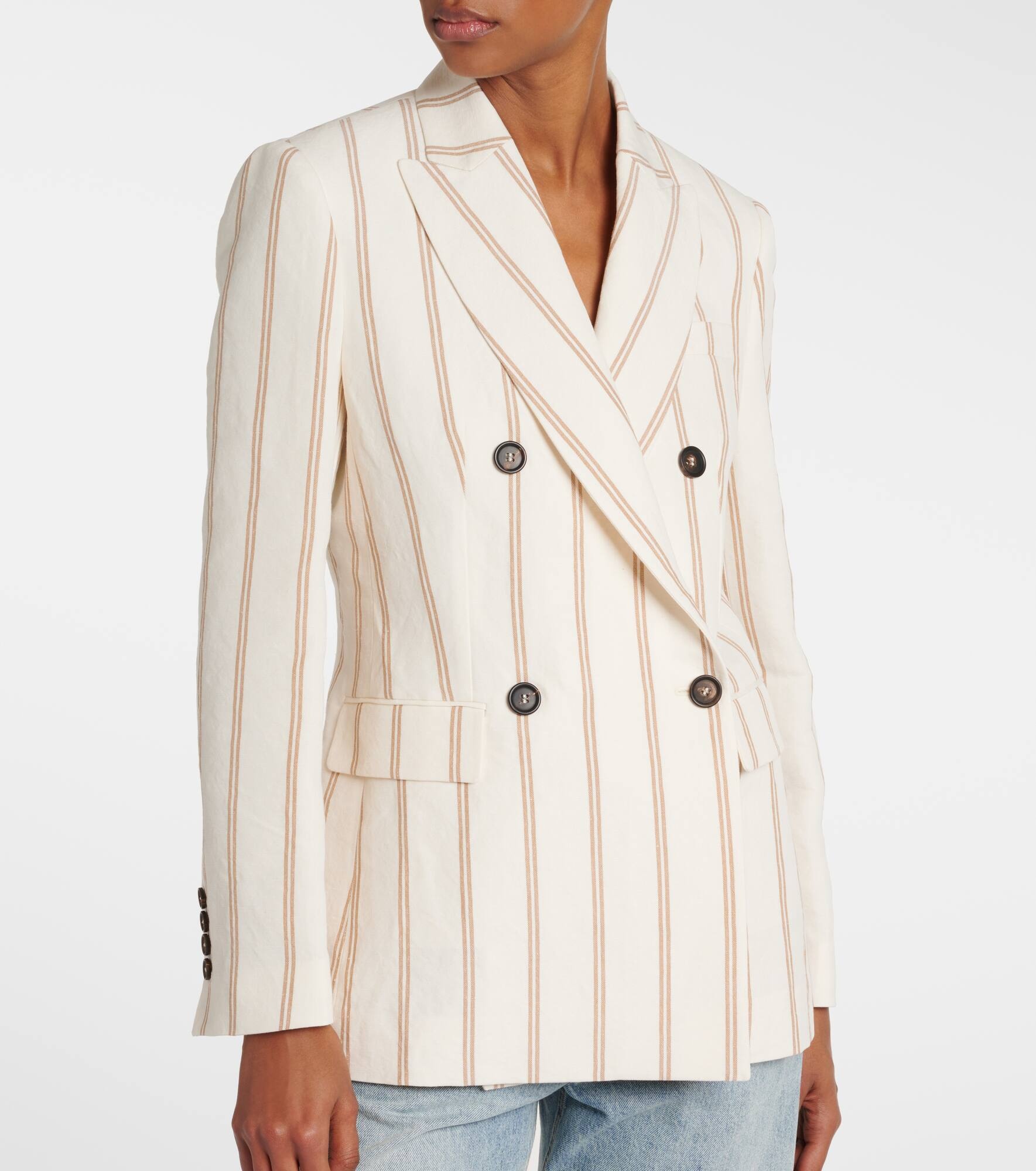 Striped linen and cotton blazer - 6