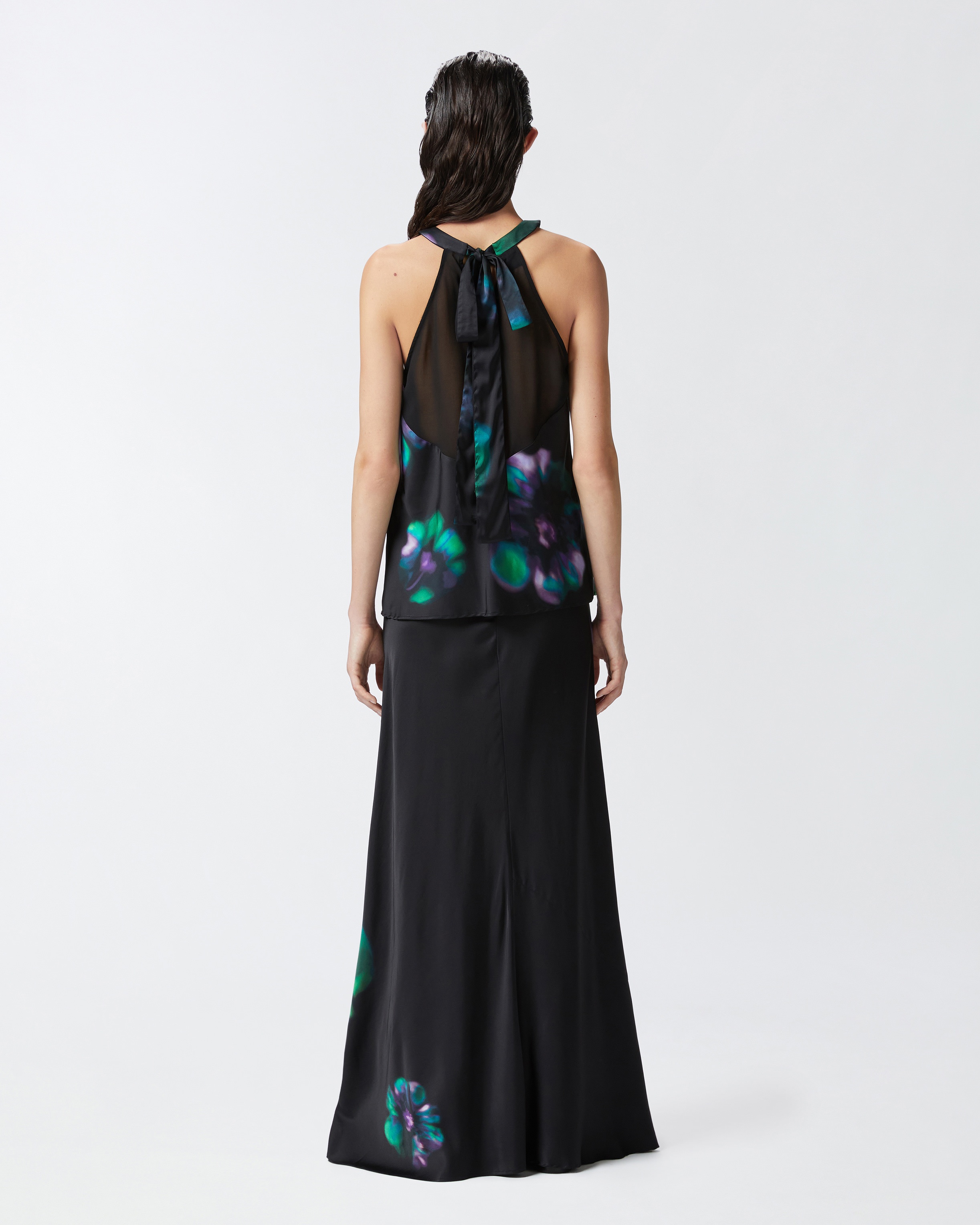 LONG SATIN SKIRT WITH FLORAL PRINT - 4