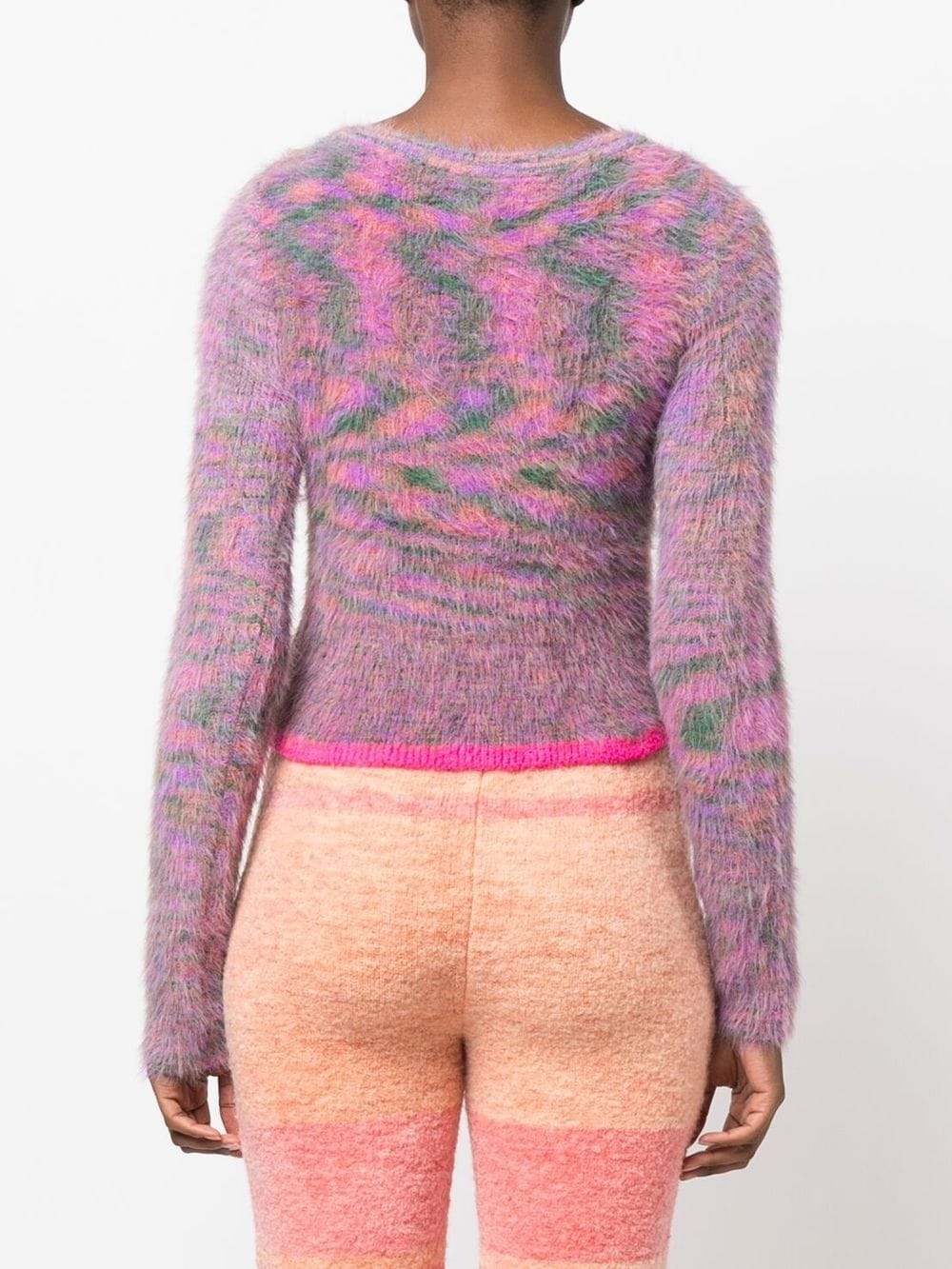 contrast-trim patterned cardigan - 4