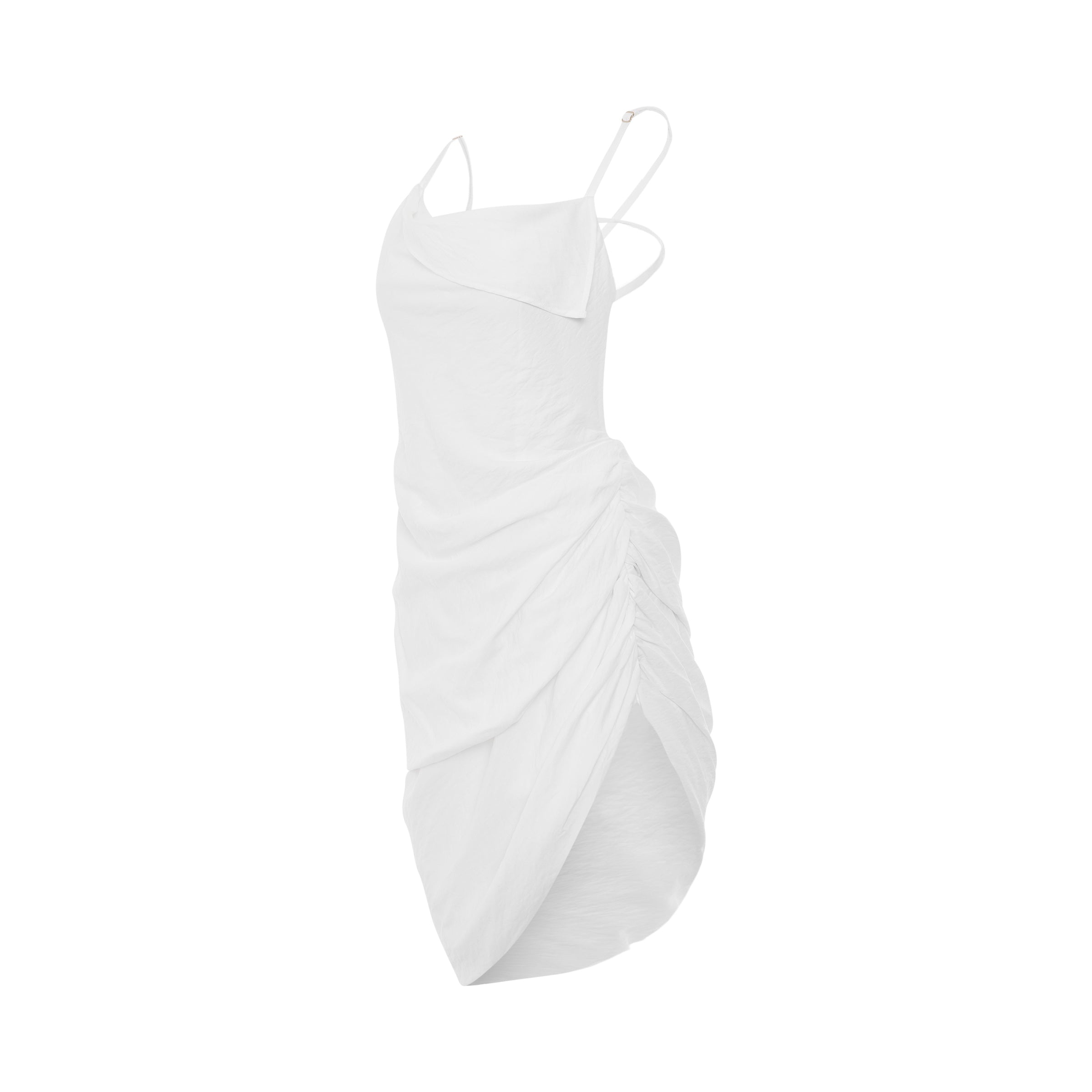 Saudade Asymmetric Draped Mini Dress in White - 2