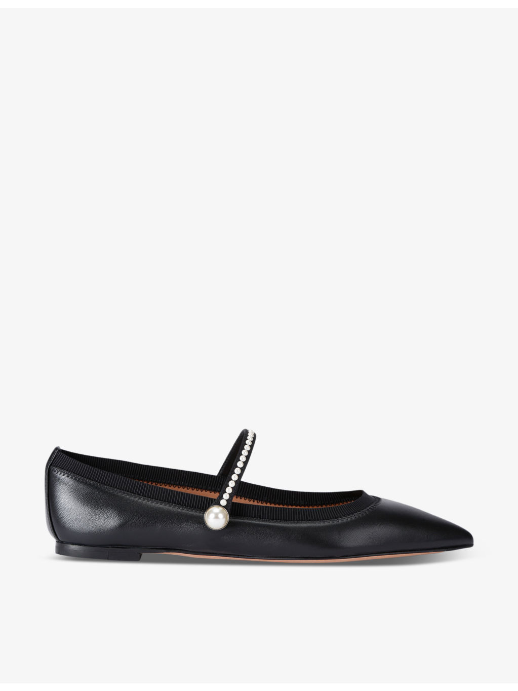 Romy pearl-embellished leather ballet flats - 1