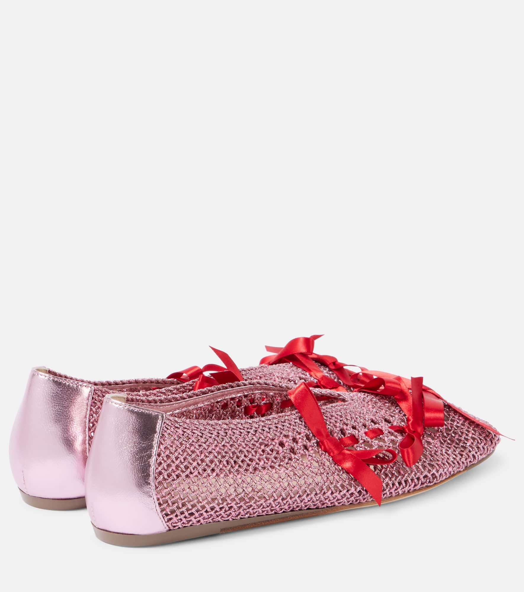 Bow-detail crochet ballet flats - 2
