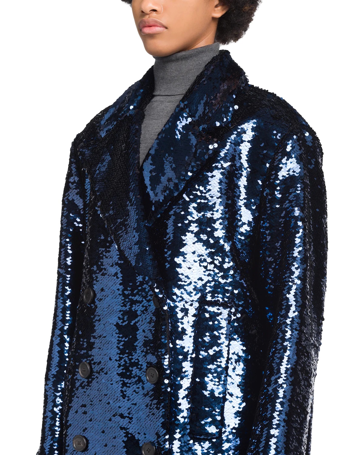 Sequin-embroidered double-breasted coat - 5