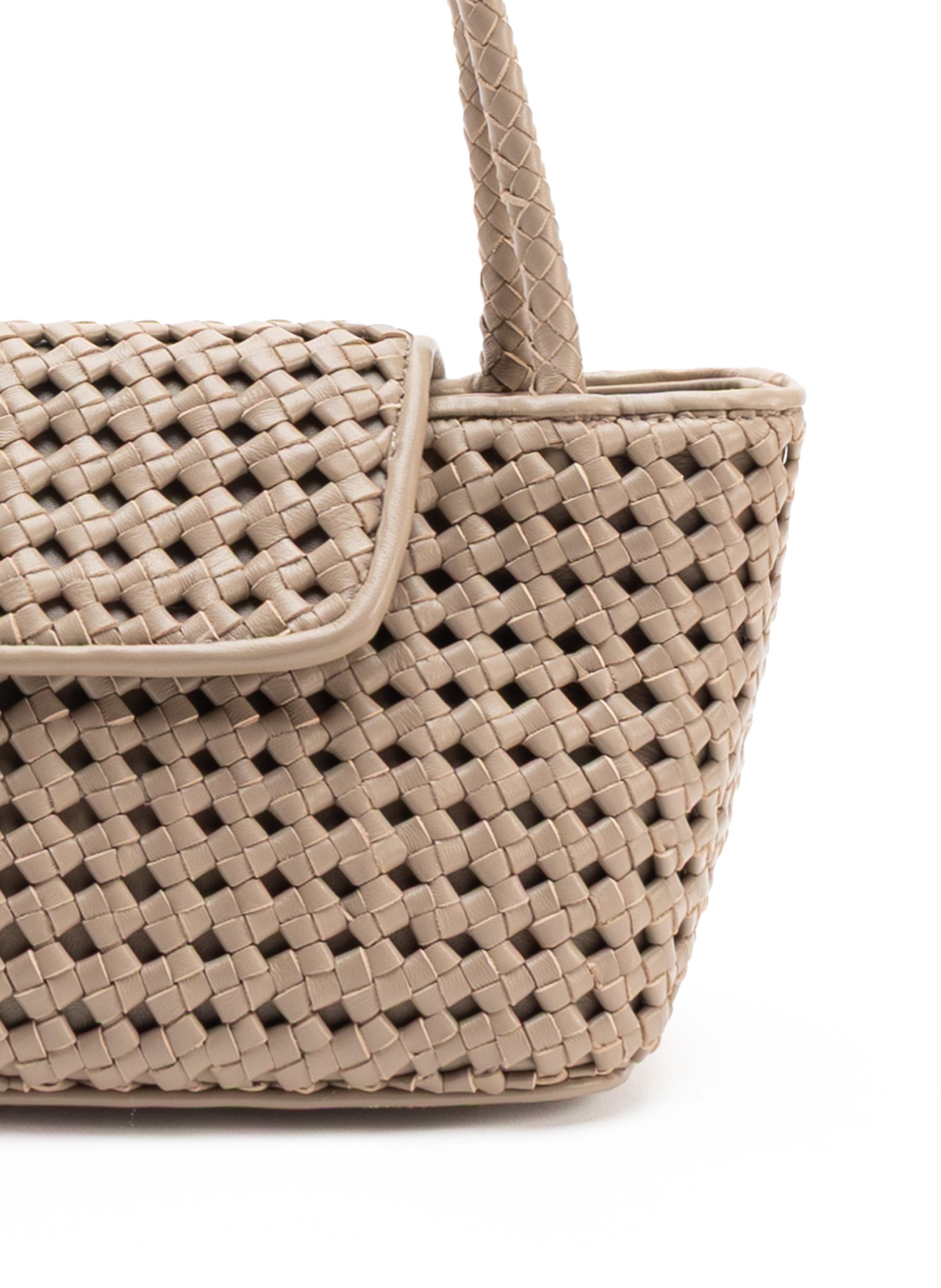 Courrier Tote Woven Leather Taupe - 4