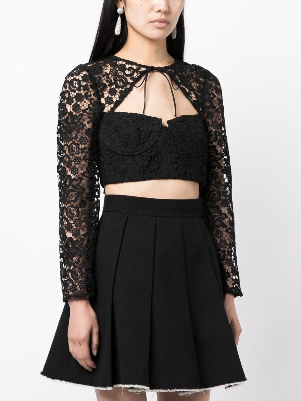 corded-lace crop top - 3