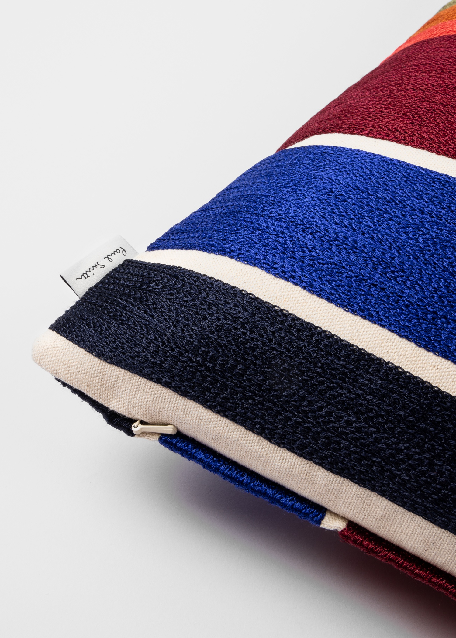 Ecru Embroidered 'Signature Stripe' Cushion - 3