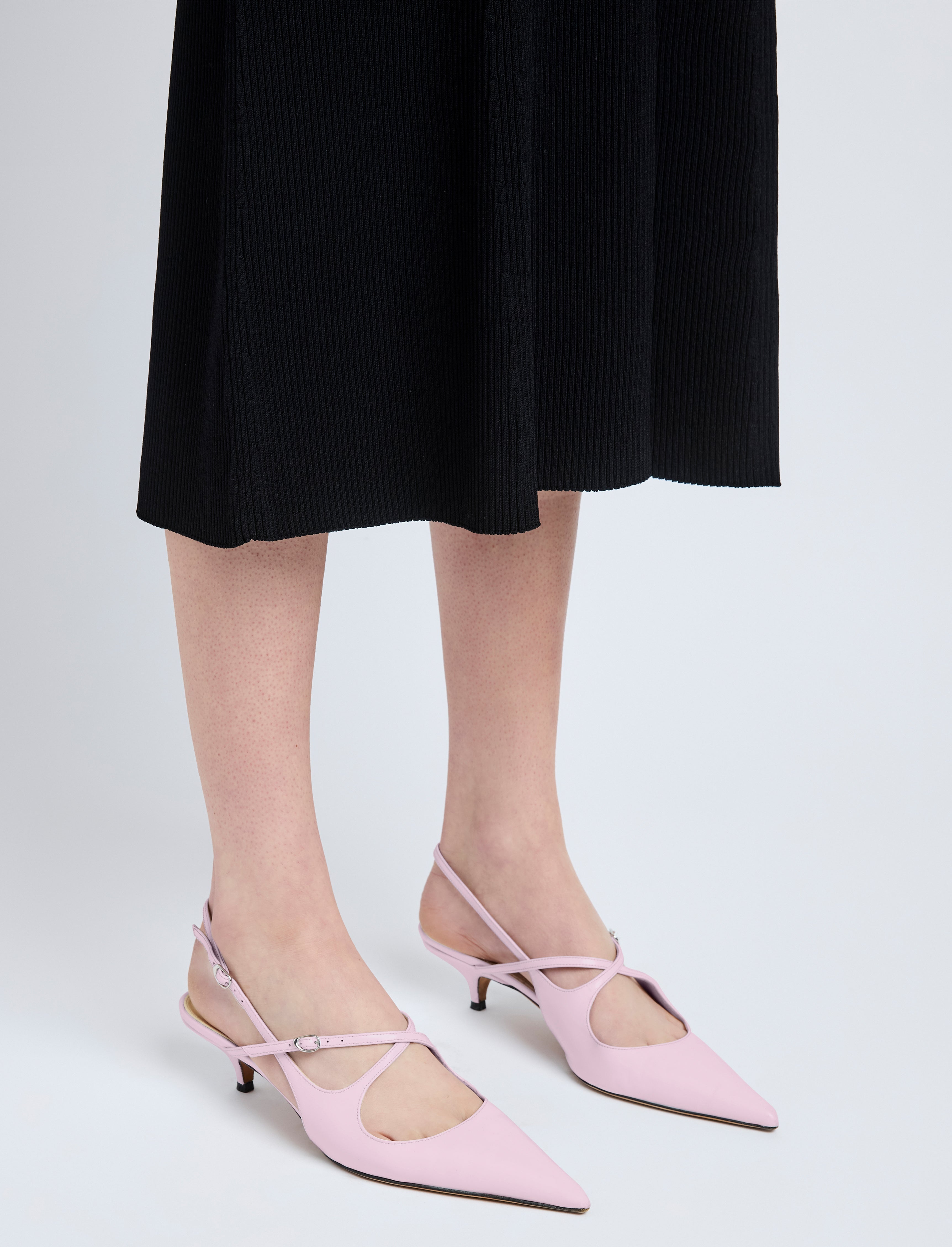 Slash Crossover Slingback Pumps in Slick Nappa - 5