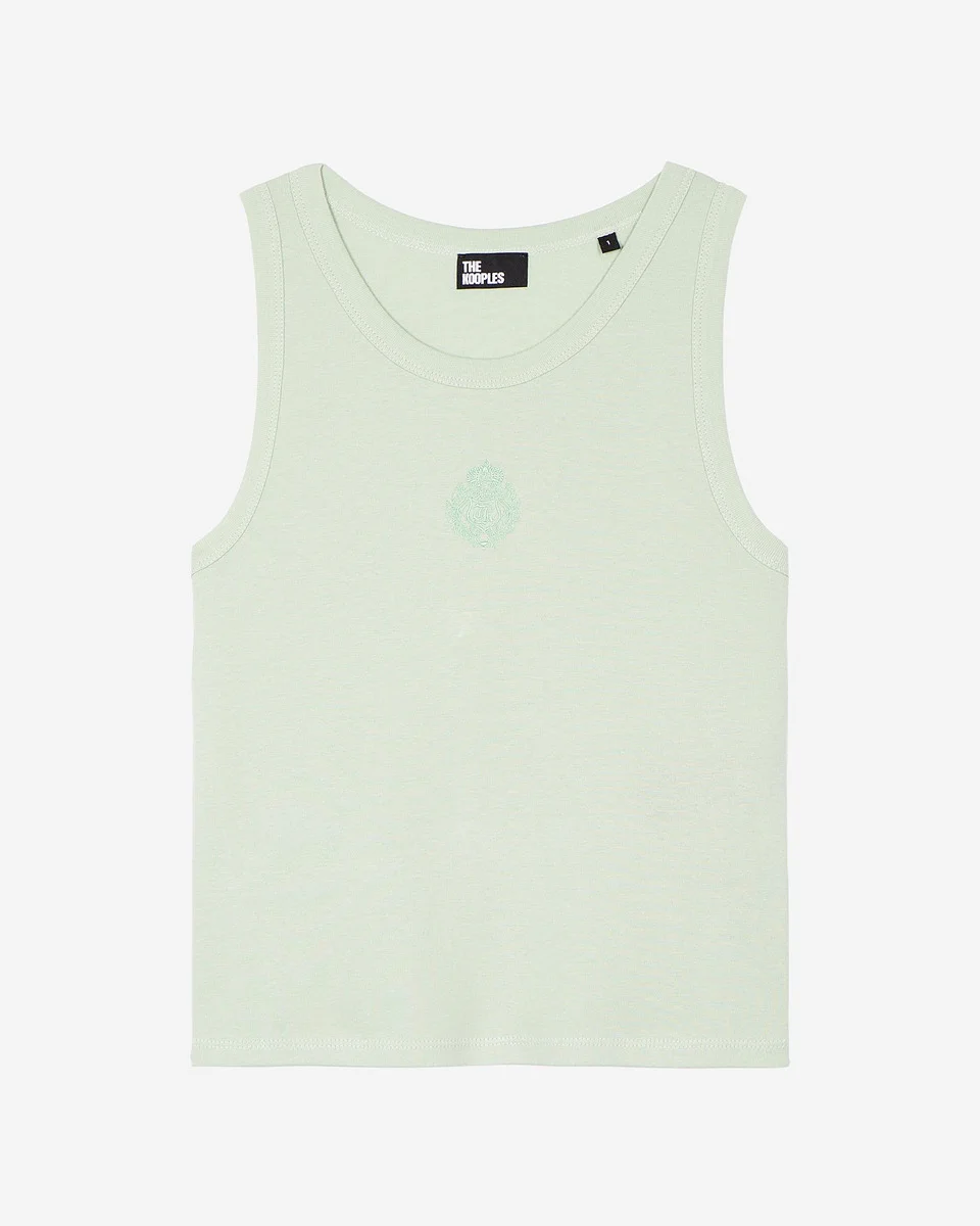 COTTON TANK TOP WITH GREEN COAT OF ARMS - 1